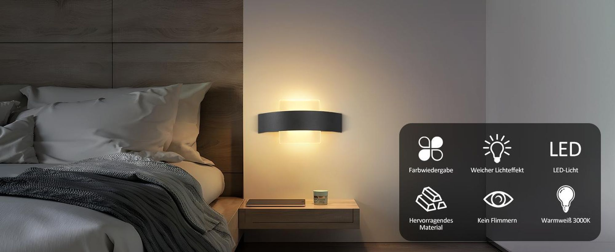 ZMH LED Wandleuchte Innen Wandlampe Wohnzimmer 6W aus Acryl Modern Bettlampe