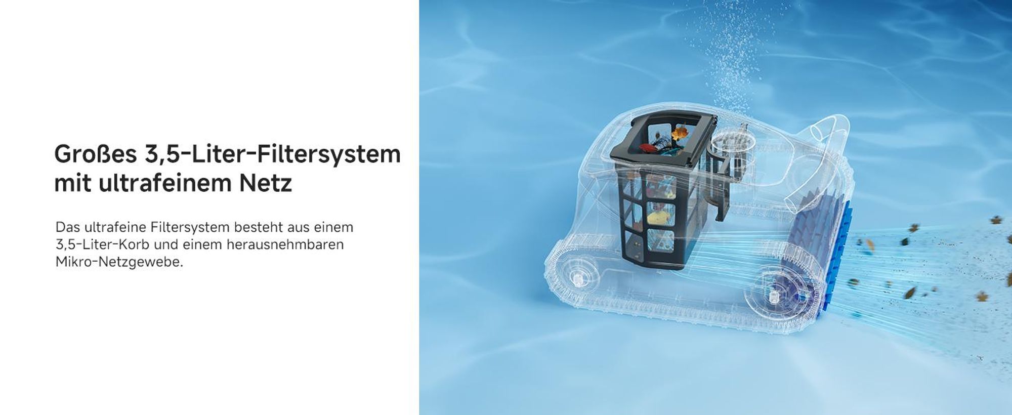 MOVA Diver A10 – Intelligenter Poolroboter, 22 700 L/h Saugleistung, 240 min Laufzeit, Doppel-Bürste, 8 IA-Modi