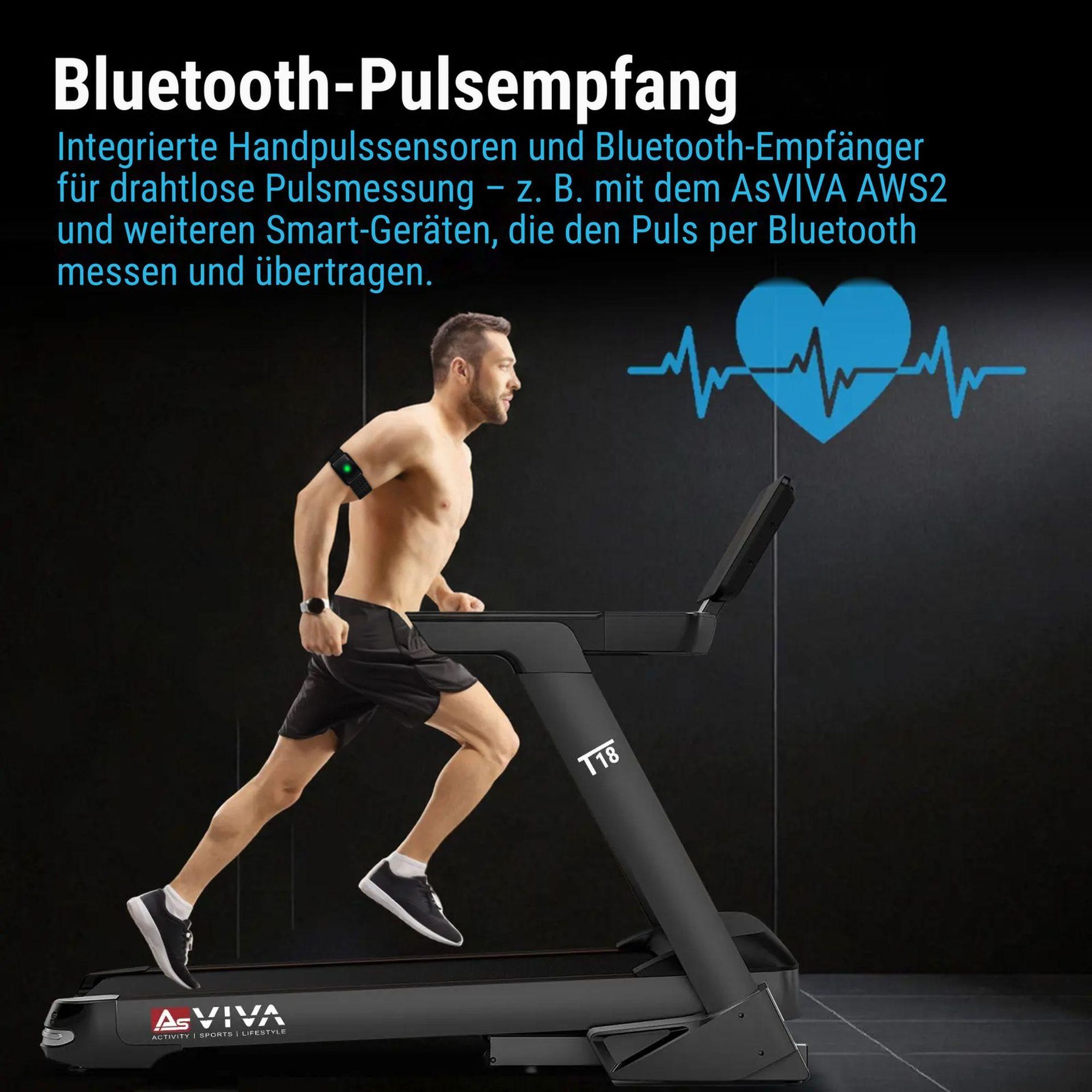 Bluetooth-Pulsempfang mit Armpulsgurt AsVIVA AWS2