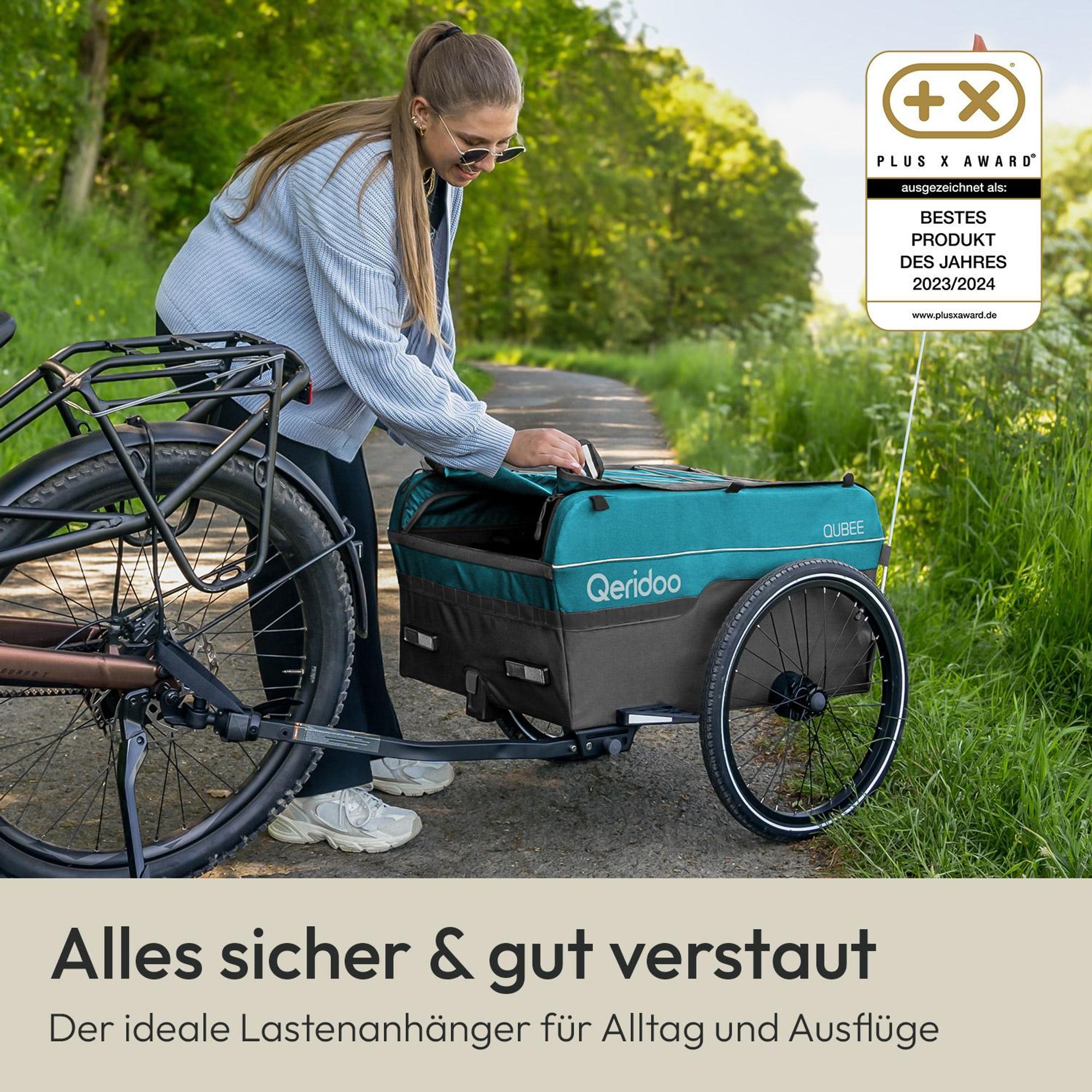 Qeridoo Qubee Cargo / Lastenanhänger, Farbe: Petrol