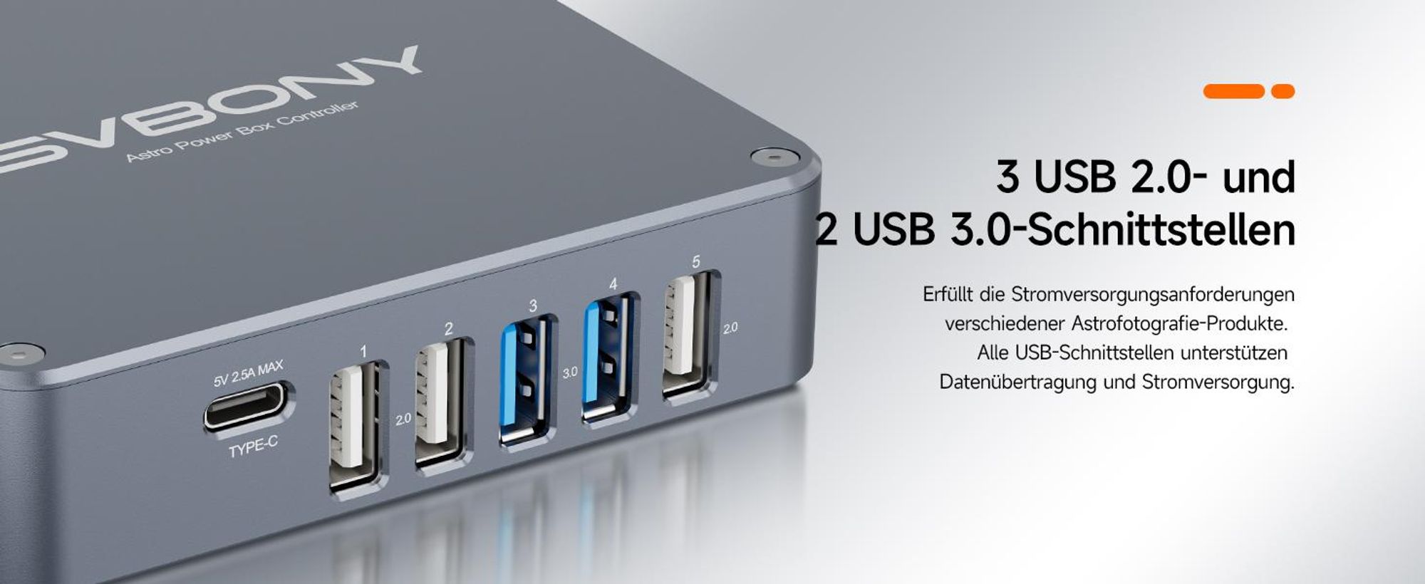 Svbony SV241 Pro Teleskop Power Management Box, Astronomisches Teleskop Zubehör, USB 3.0+DC Fotografie Astronomie Power Controller Adapter