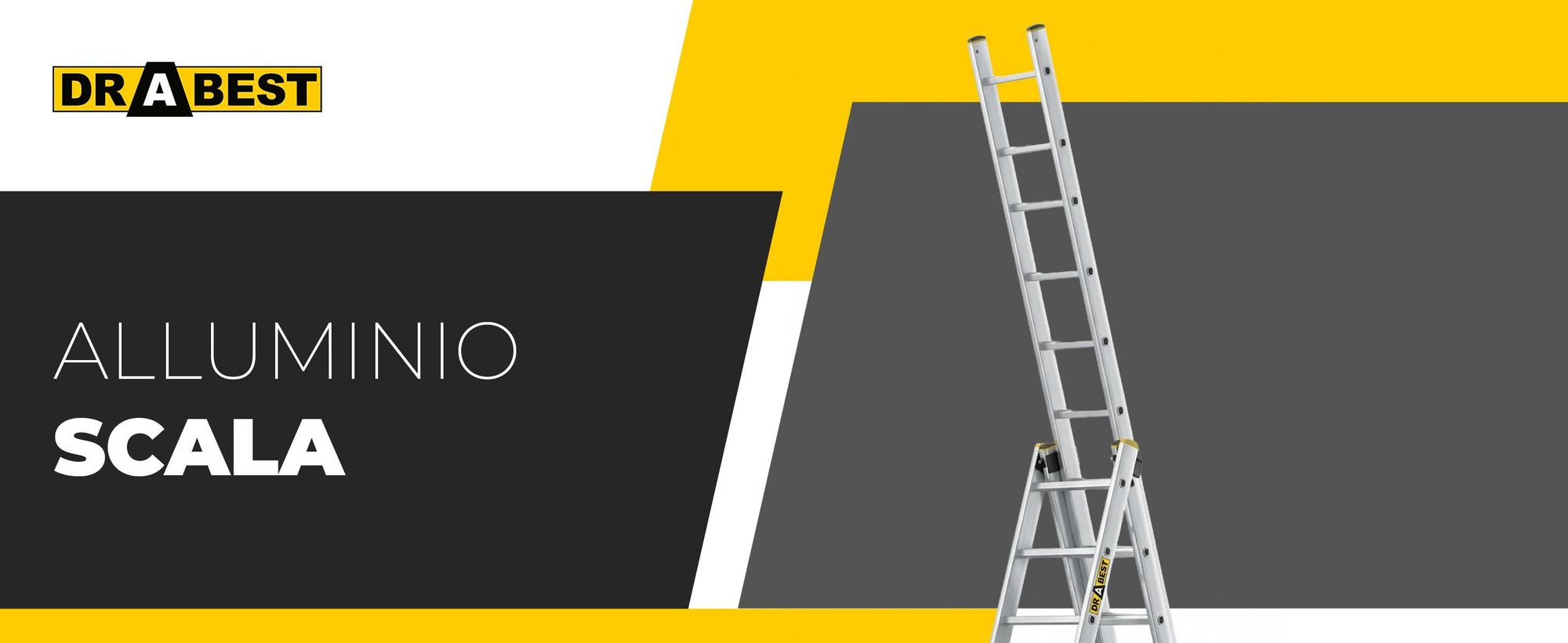 Drabest | Scala Alluminio 3 Éléments 3x11 Gradini 150 kg - Antiscivolo - Polyvalente - Sicura
