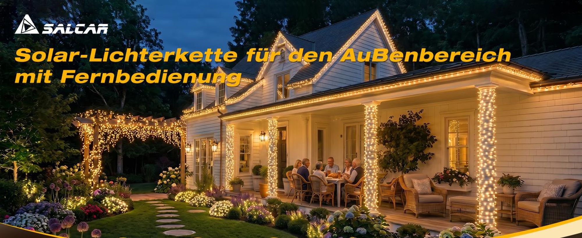 SALCAR  768er  Solar Cluster Lichterkette Außen LED 8,6m Solarlichterkette mit Fernbedienung, 13 Modi Solar Lichterketten für Innen Garten Hochzeit