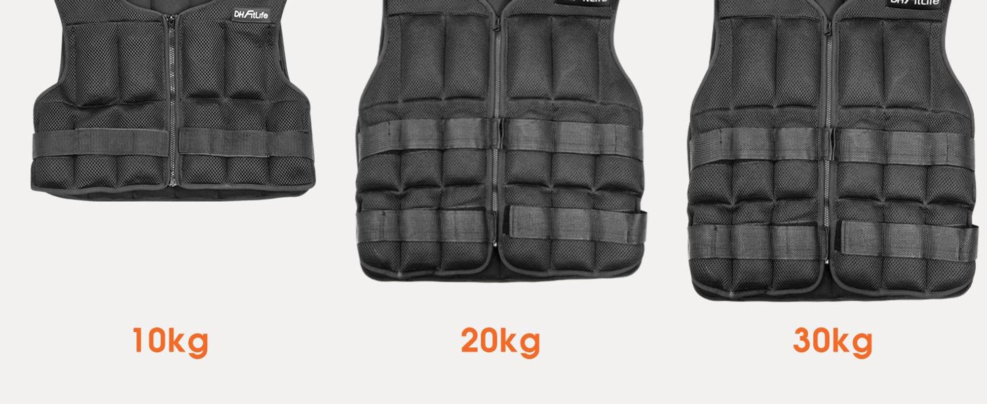 DH FitLife Giubbotto Zavorrato Regolabile 30 kg per Allenamento Crossfit, Corsa, Calisthenics, Gilet Pesi con Zip per Donna e Uomo