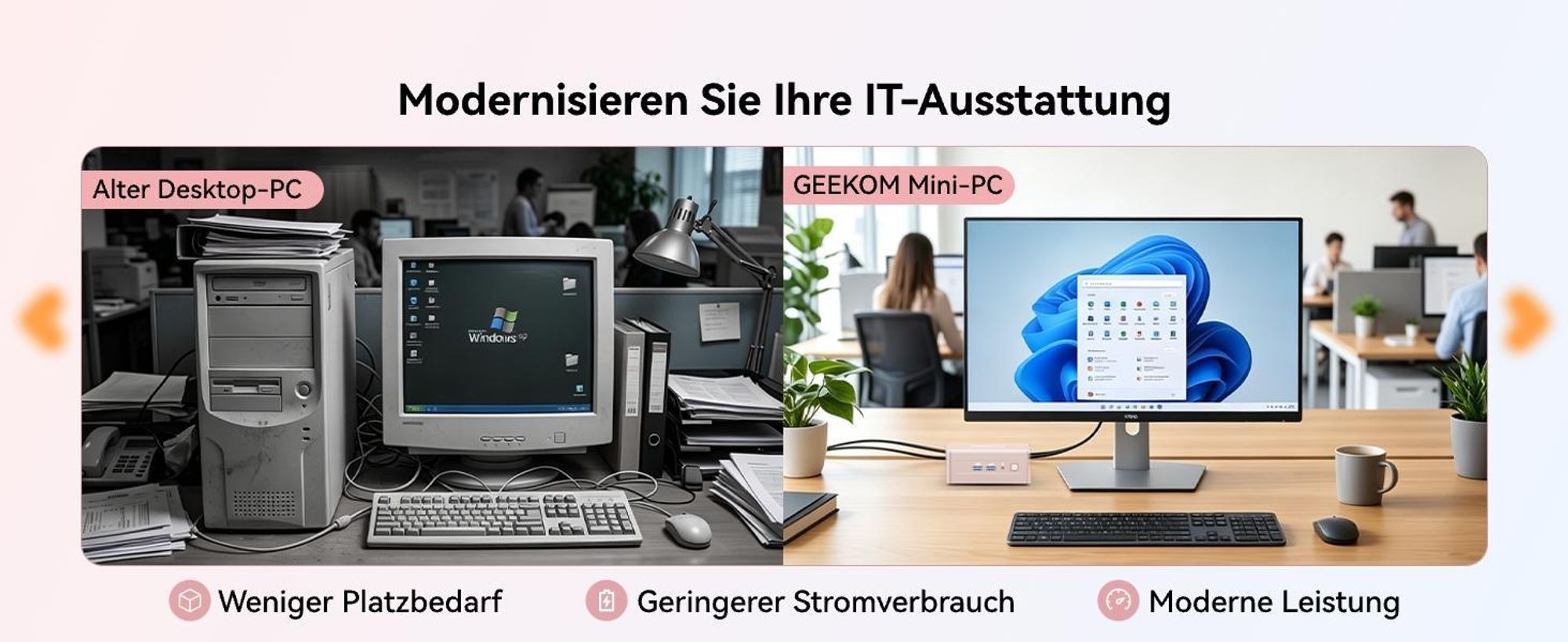 GEEKOM A5 2027 Mini PC, AMD Ryzen 7 7730U bis 4,5 GHz, 16 GB DDR4 RAM, 500 GB SSD, aufrüstbar, 4 Displays, 2,5G LAN, vorinstalliertes System