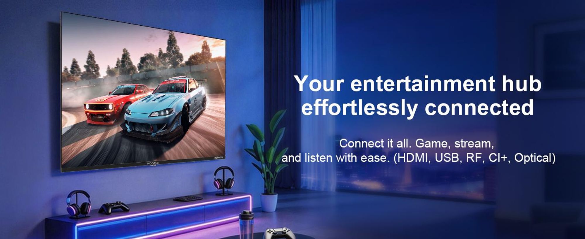 Koorui Smart TV - Tizen TV by Samsung - LED Full HD - 32 Zoll/81 cm - Streaming-Apps - AirPlay - Hotelmodus - HDMI x3, USB x2, CI+ - Tripple Tuner DVB-T/T2/S/S2/C - Randlos Design – Mittelfuß - Montiert in den Niederlanden - K32Q1H-T8M