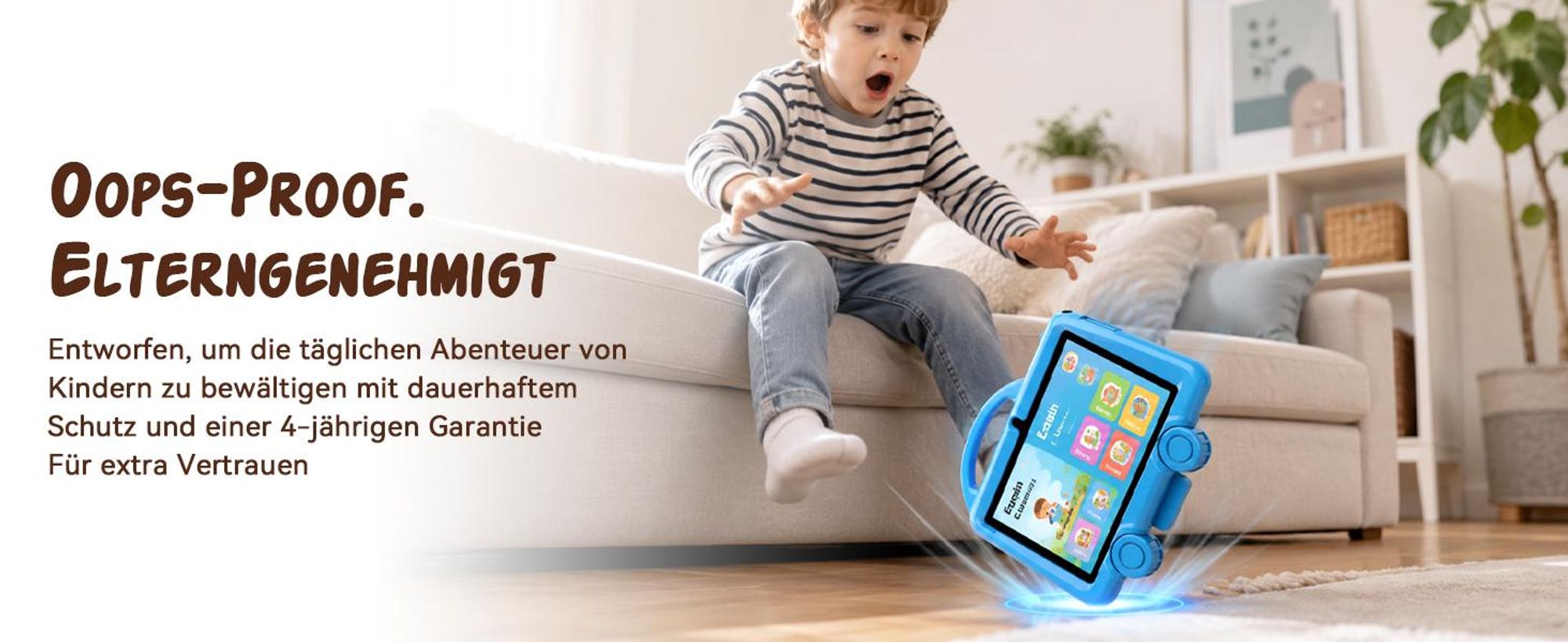 Tabwee K8 Kinder Tablet 7" , robuste Schutzhülle mit Griff und Ständer, Elternkontrolle, 4GB+32GB, Lern- & Spieltablet für Kinder von 3 bis 7 Jahren