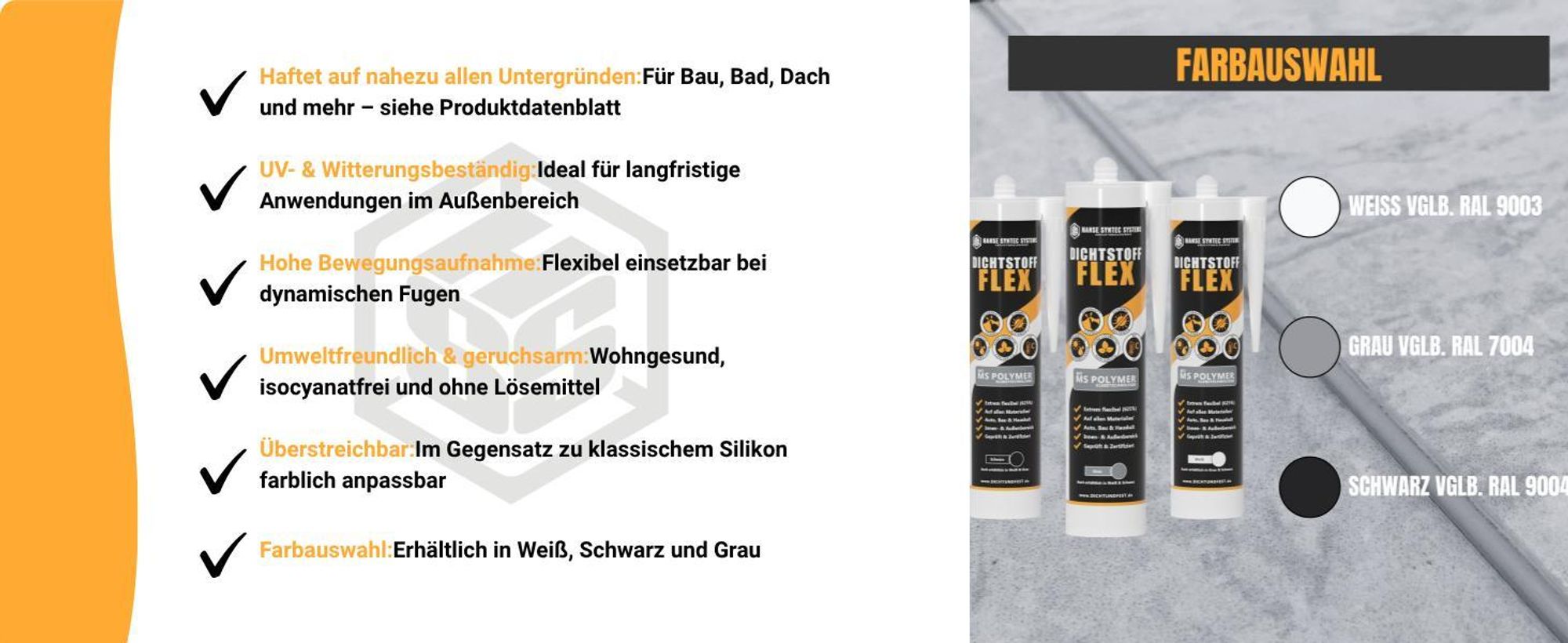 Dichtstoff FLEX 290ml Grau – Elastischer Fugendichtstoff für Dach, Bad & Bau, wasserdicht, UV- & witterungsbeständig, überstreichbar, lösemittelfrei