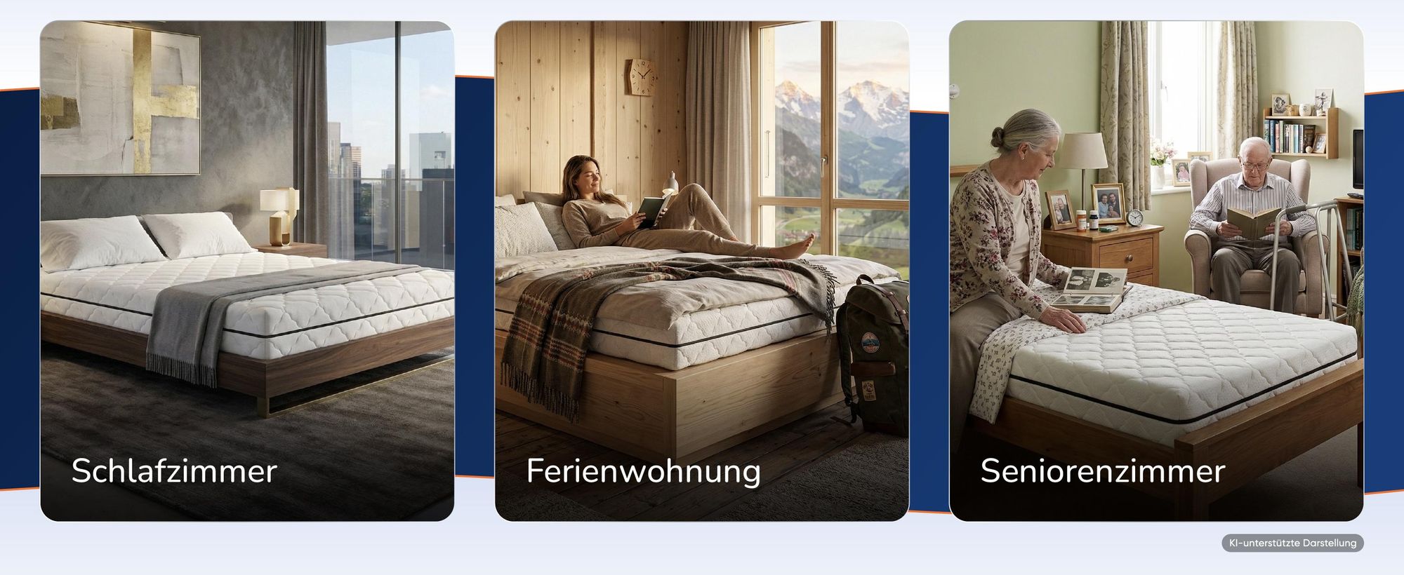 Matratze in verschiedenen Wohnraeumen