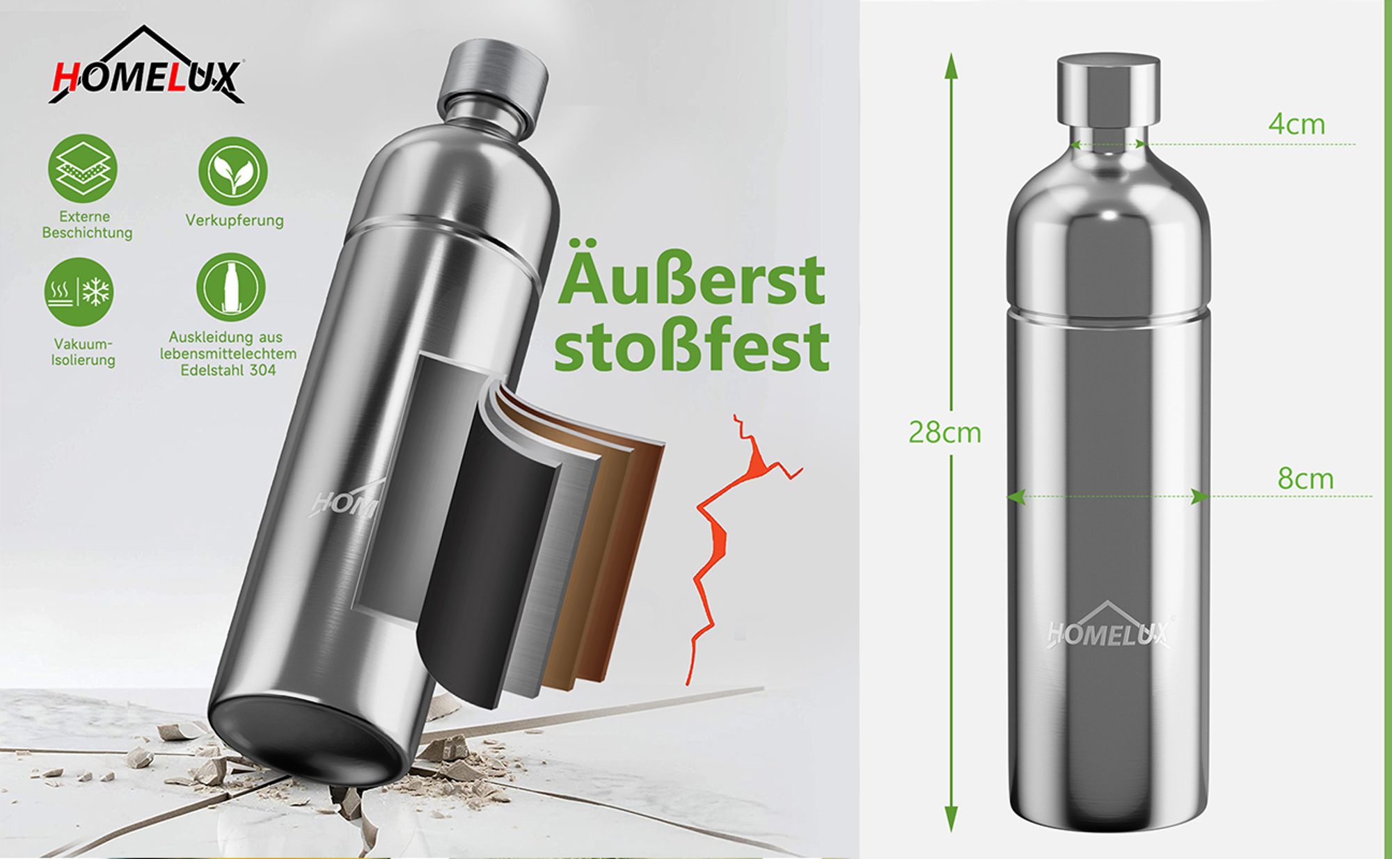 HOMELUX Wassersprudler, Sprudelwasser Maschine Mit 1L PET-Flaschen&1L 316 Edelstahl Flasche, Soda Maker, Wasser Sprudel GeräT, Schwarz