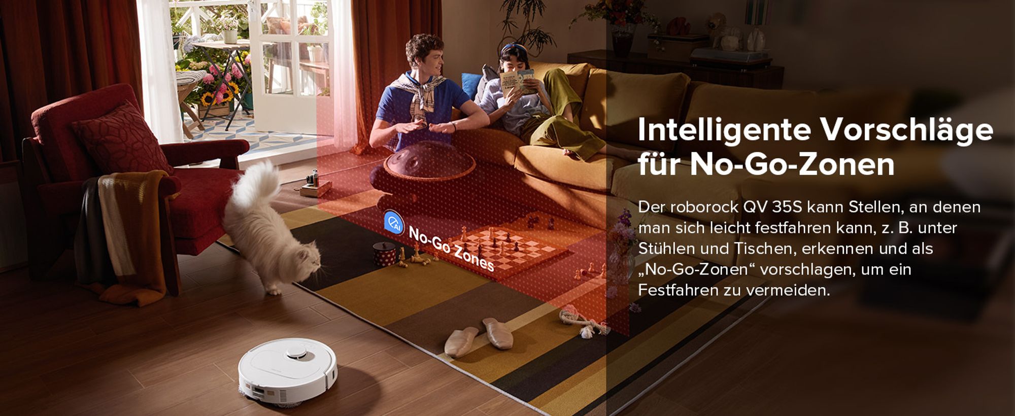 Roborock QV 35S Staubsauger Roboter, 10.000 Pa Saugroboter (Upgrade von Qrevo Plus), Anti-Tangle-Bürsten, Anhebbare Schleudermopps (Weiß)