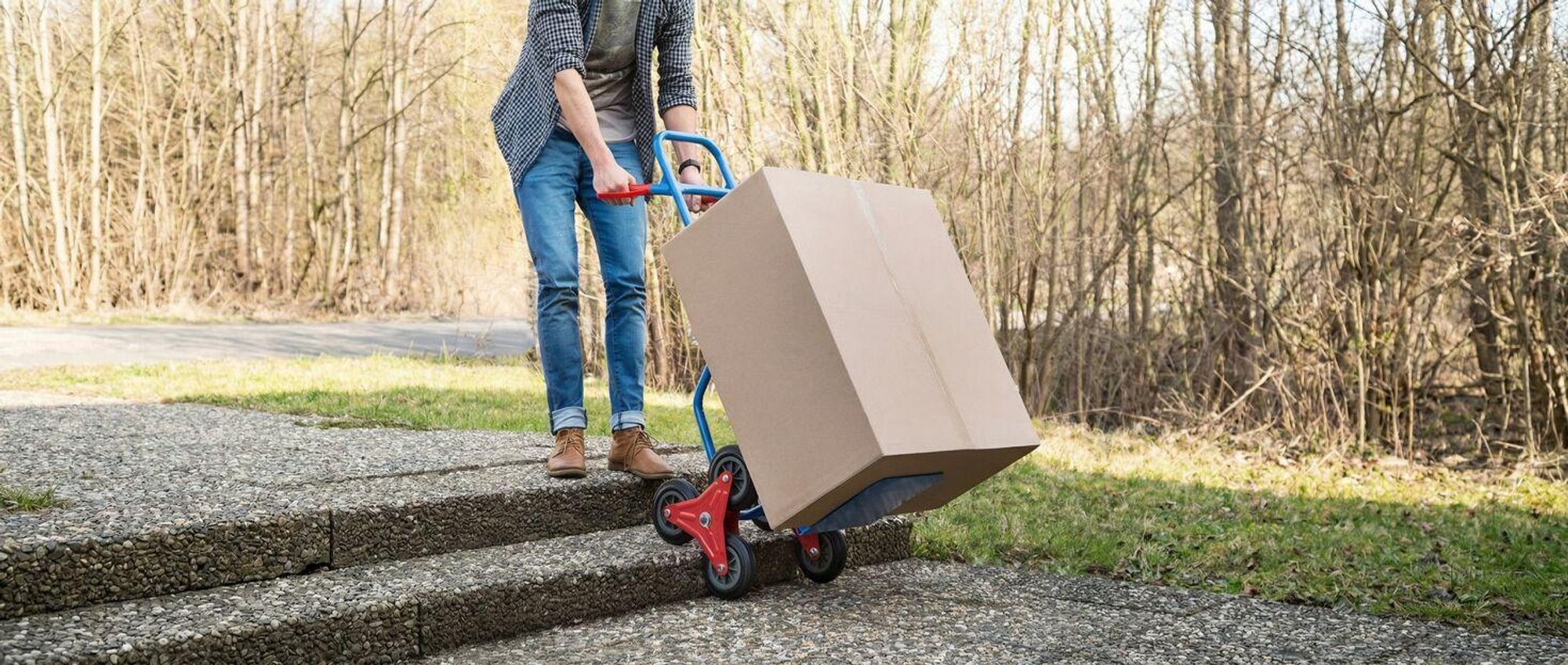 tectake Treppensackkarre 200kg Tragkraft Sternräder Stahl 103x49x66cm blau Treppensteiger Transportkarre Handkarre Sackkarre Lastenkarre
