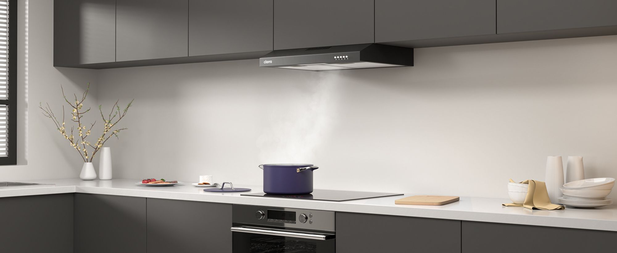 CIARRA Dunstabzugshaube 60cm Unterbauhaube Unterbau Abzugshaube Umlufthaube 220 m³/h VM6903DB
