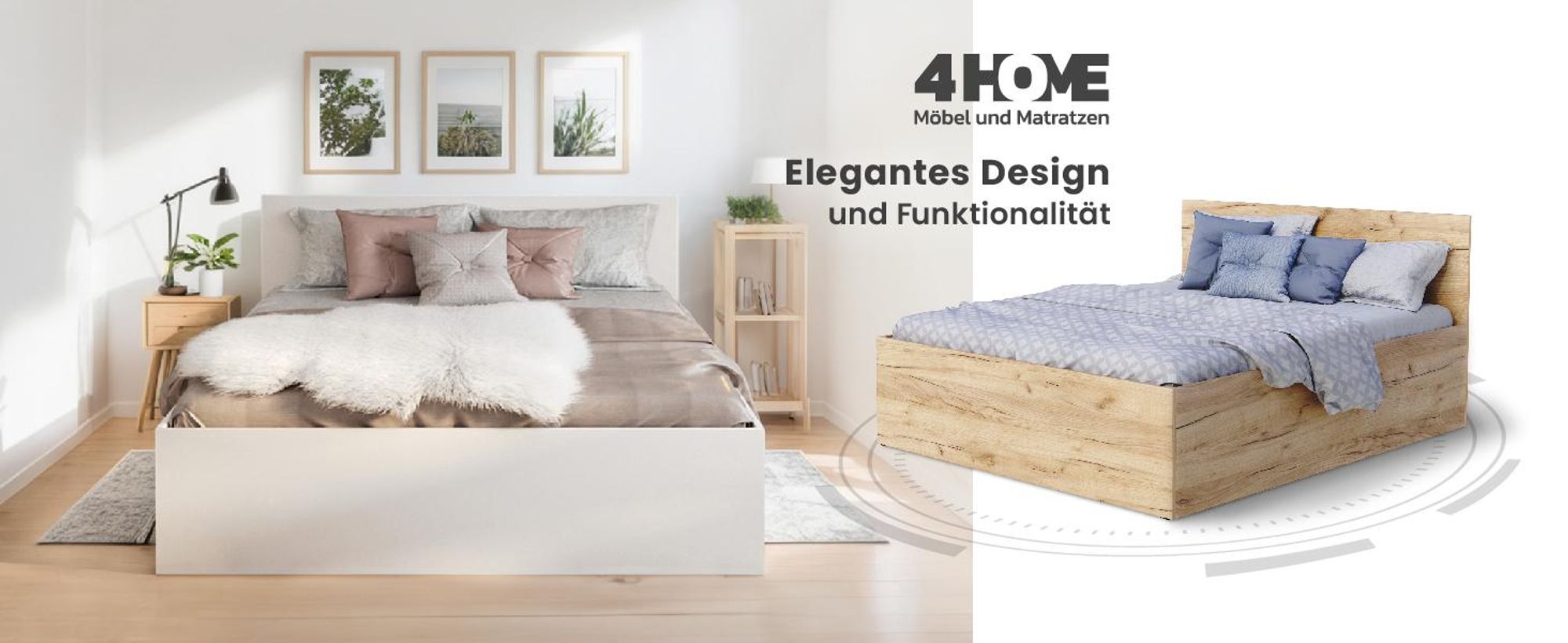 FDM Bett PANAMA 160x200 cm mit Lattenrost aus Holz Bettkasten weiß