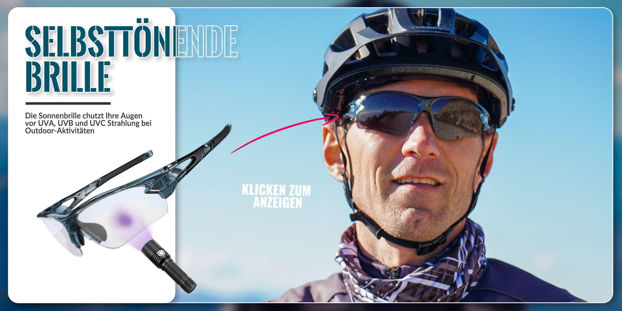 ROCKBROS Sonnenbrille Fahrradbrillen Photochromatisch UV400 Schutz Selbsttönend TR90 Rahmen