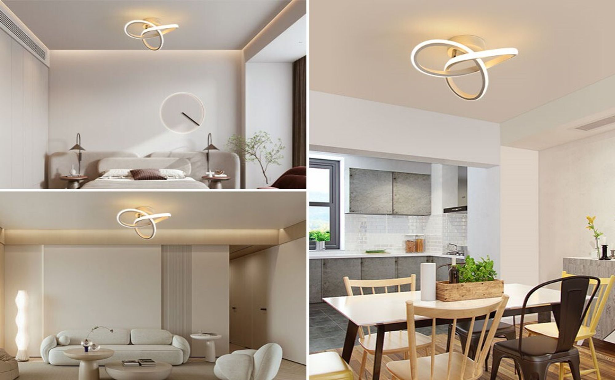 LED Deckenleuchte, 22W 2500LM Deckenlampe 3000K Warmweiß, Moderne Deckenleuchte aus Aluminium LED Lampe Weiß für Wohnzimmer Schlafzimmer Flur Küche