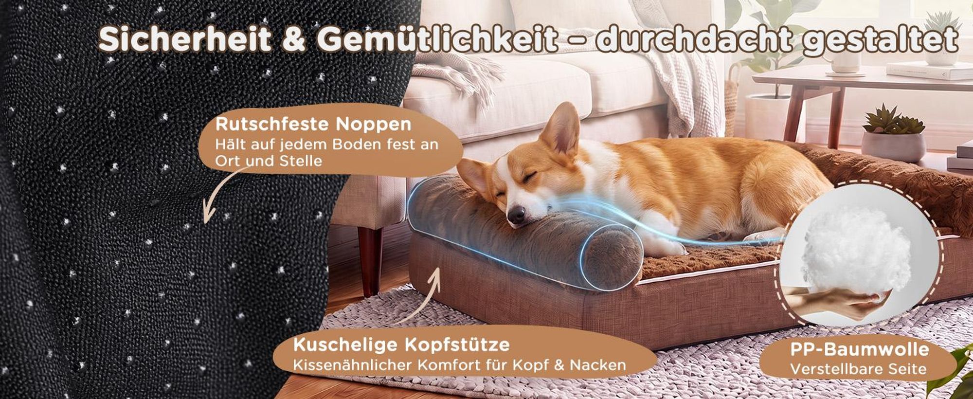 GTPLAYER Hundebett – 75x50x15 cm, Eierschalen-Schaumstoff mit Druckentlastung, wasserdichtes, waschbares Hundebett mit 2-in-1-Kühl-/Heizunterlage