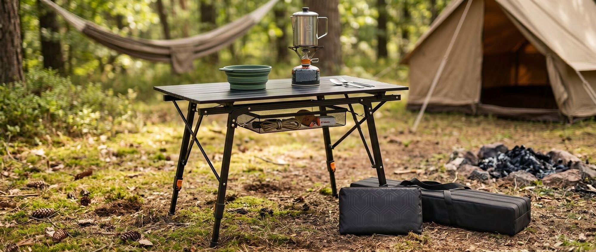 tectake® Aluminium Campingtisch Tina faltbar 90 x 52 x 47 - 70 cm