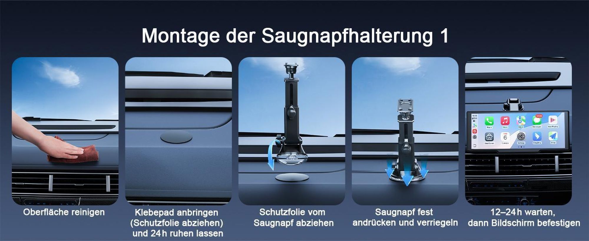 9.26 Zoll Carplay Display mit 2.5K Dashcam Auto Vorne,1080P Rückfahrkamera, Wireless A-pple Carplay Android Auto, Mirror Link