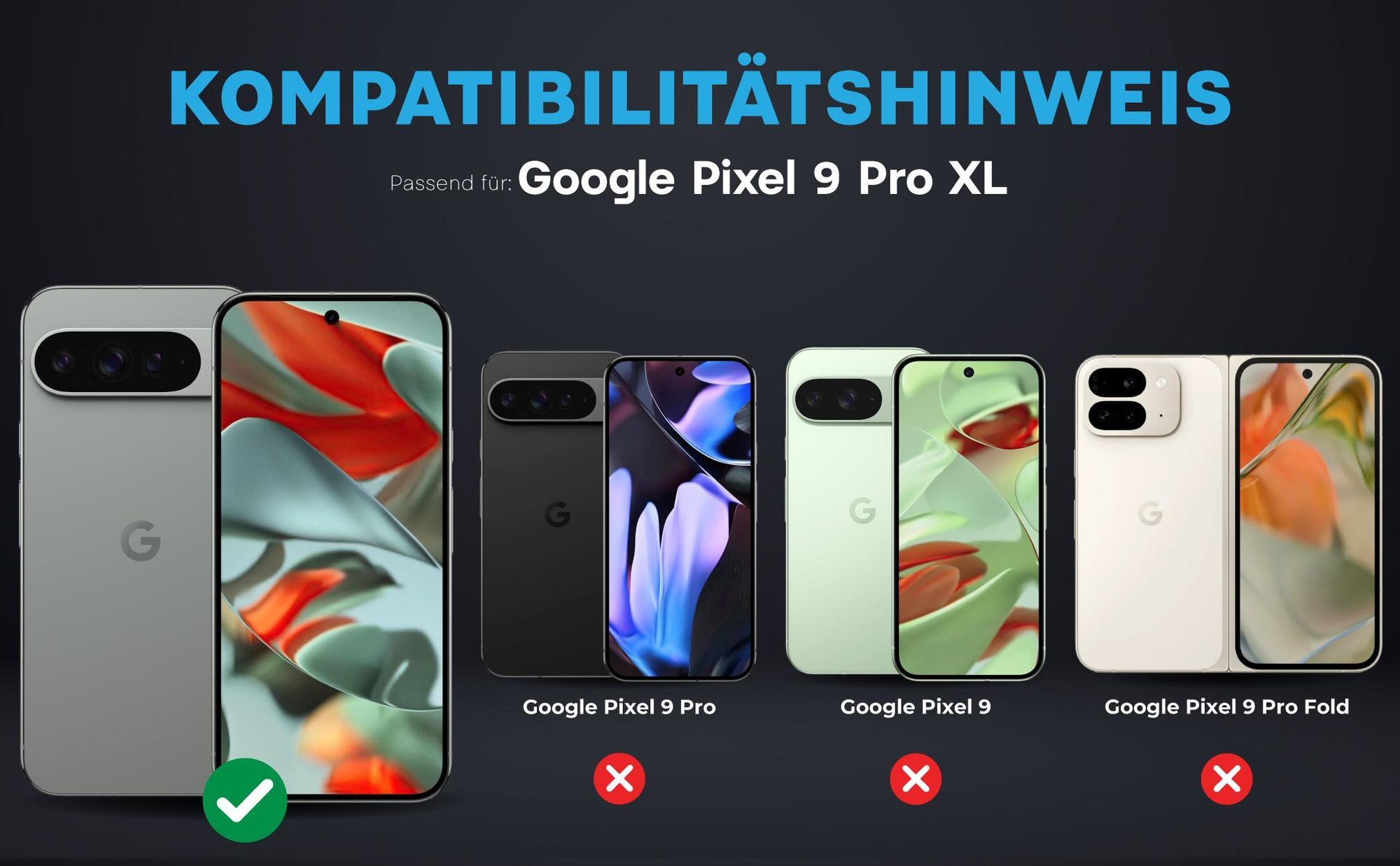 Kompatibilitätshinweise Kameraglas für Google Pixel 9 Pro XL
