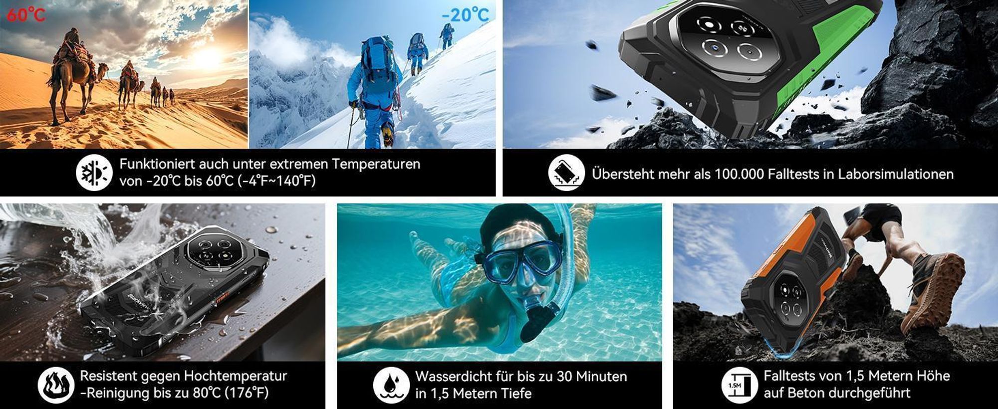 2025 Blackview FORT1 Outdoor Handy 18GB+256GB, 10000mAh,6.56",90Hz, Android 15,NFC/FOTA/390g/DREI Kartenfächer/Fingerabdruck//IP69K Wasserdicht