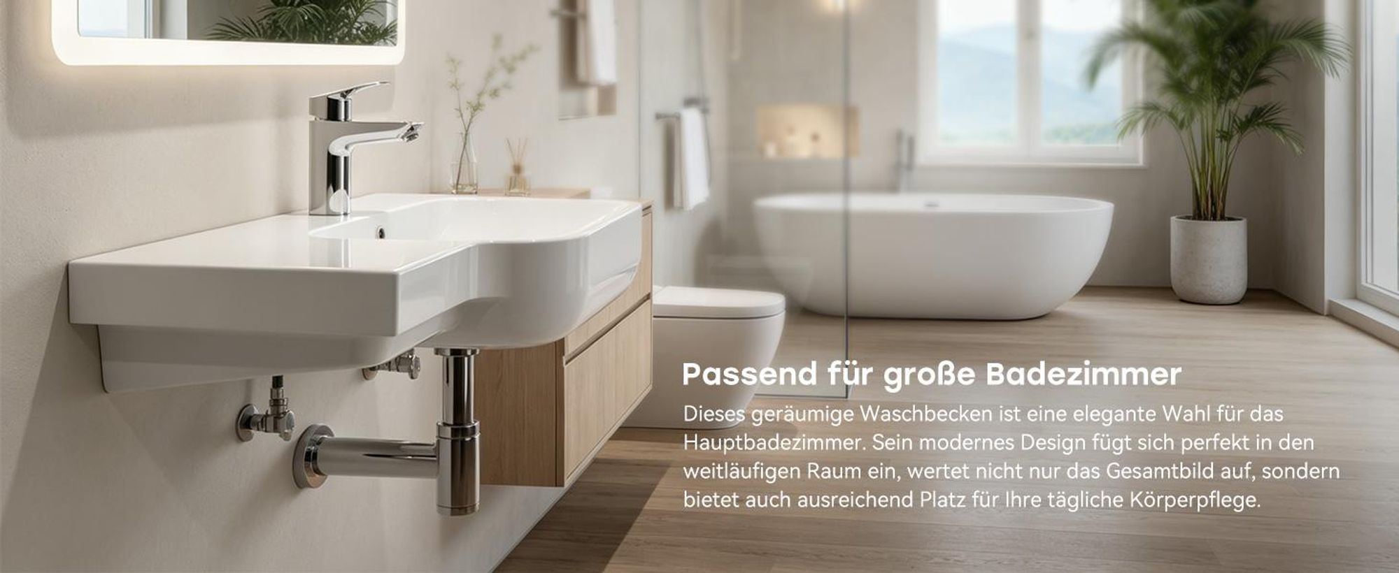 HOROW 72 x 45 cm wandmontage Waschbecken mit Ablage, Bad Hängewaschbecken Weiß Keramik mit Hahnloch und Überlauf