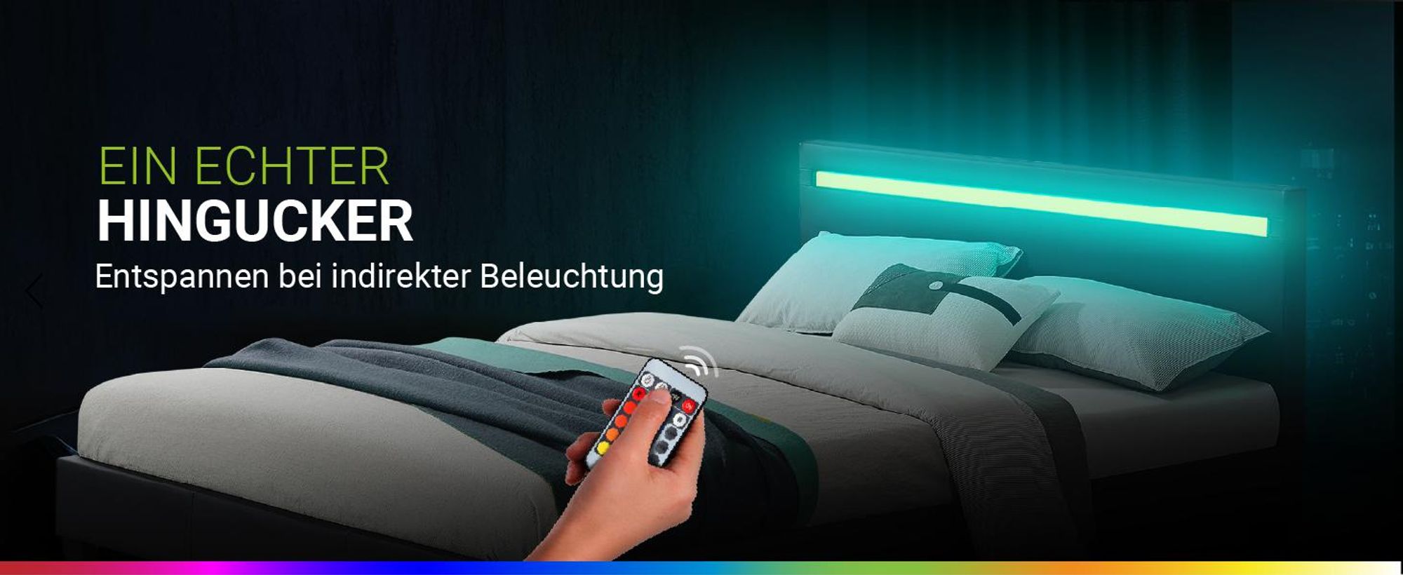 Juskys Polsterbett Paris 120 x 200 cm mit LED, Lattenrost & Kunstleder Grau