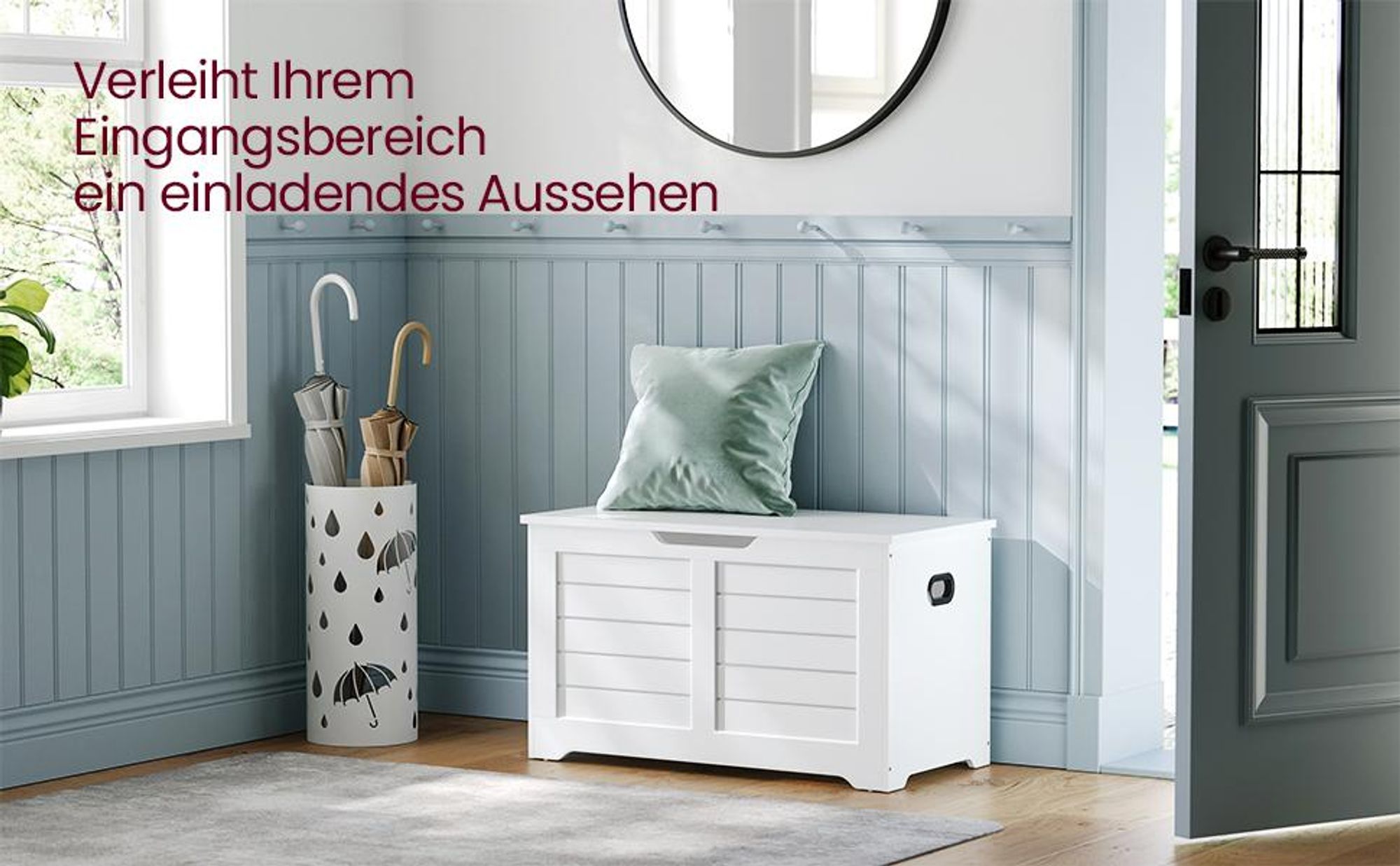 VASAGLE Schuhbank mit Stauraum, Länge 80 cm, Weiß