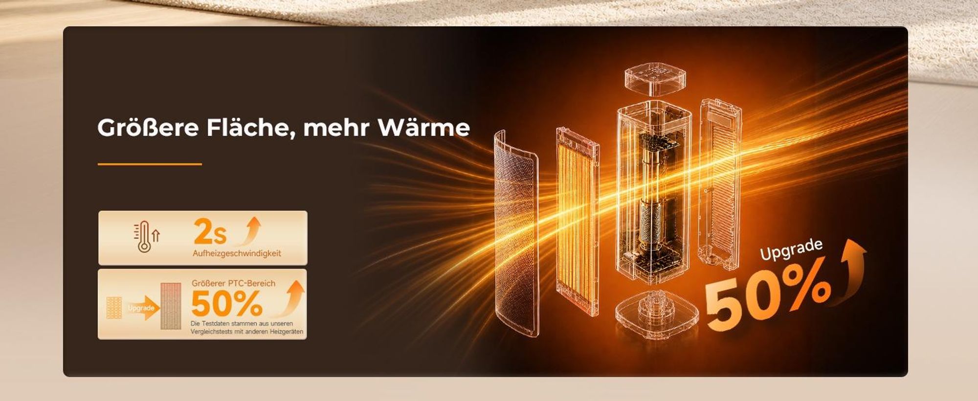 WOWDSGN Keramik-Heizlüfter leise 34dB, energiesparend, 2000W PTC Turm-Heizgebläse, Thermostat, ECO-Modus, Oszillation, Fernbedienung, Schwarz