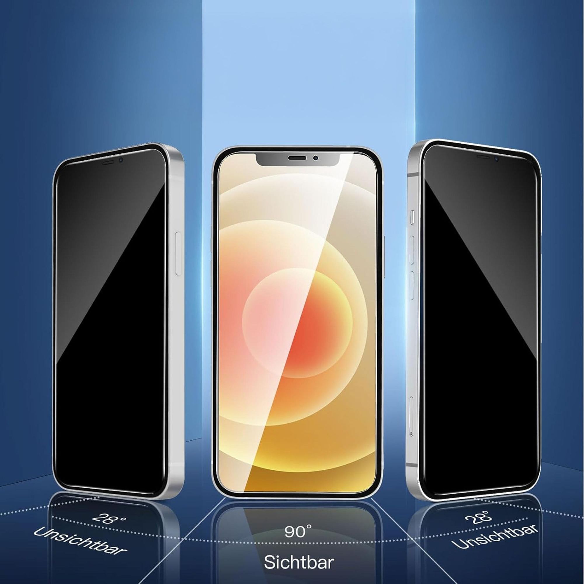 alkaya. iPhone 12/12 Pro Displayschutzglas Privacy, Panzerglas, Schutzfolie