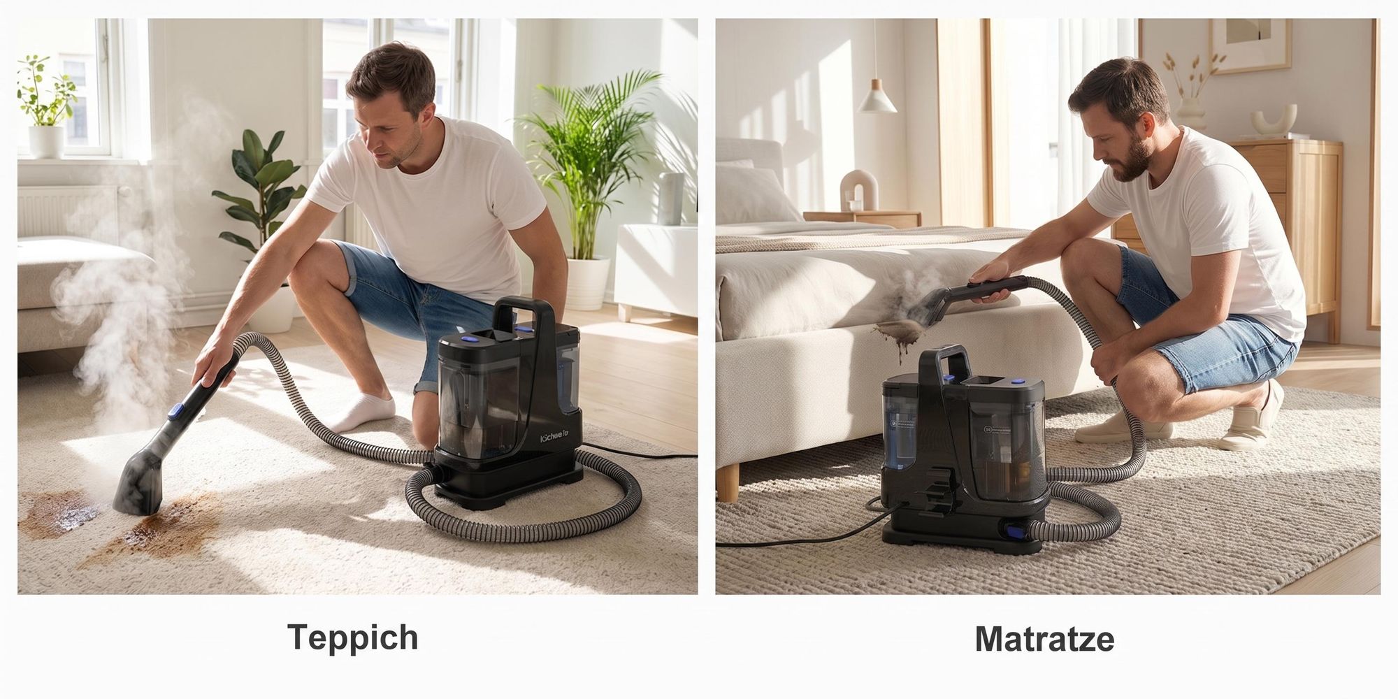 Lubluelu V9 Polsterreinigungsgerät Waschsauger mit Dampffunktion, 60 °C Warmwasser, 16500Pa, 1250W Nasssaugerfür Sofa Auto Teppiche Selbstreinigung