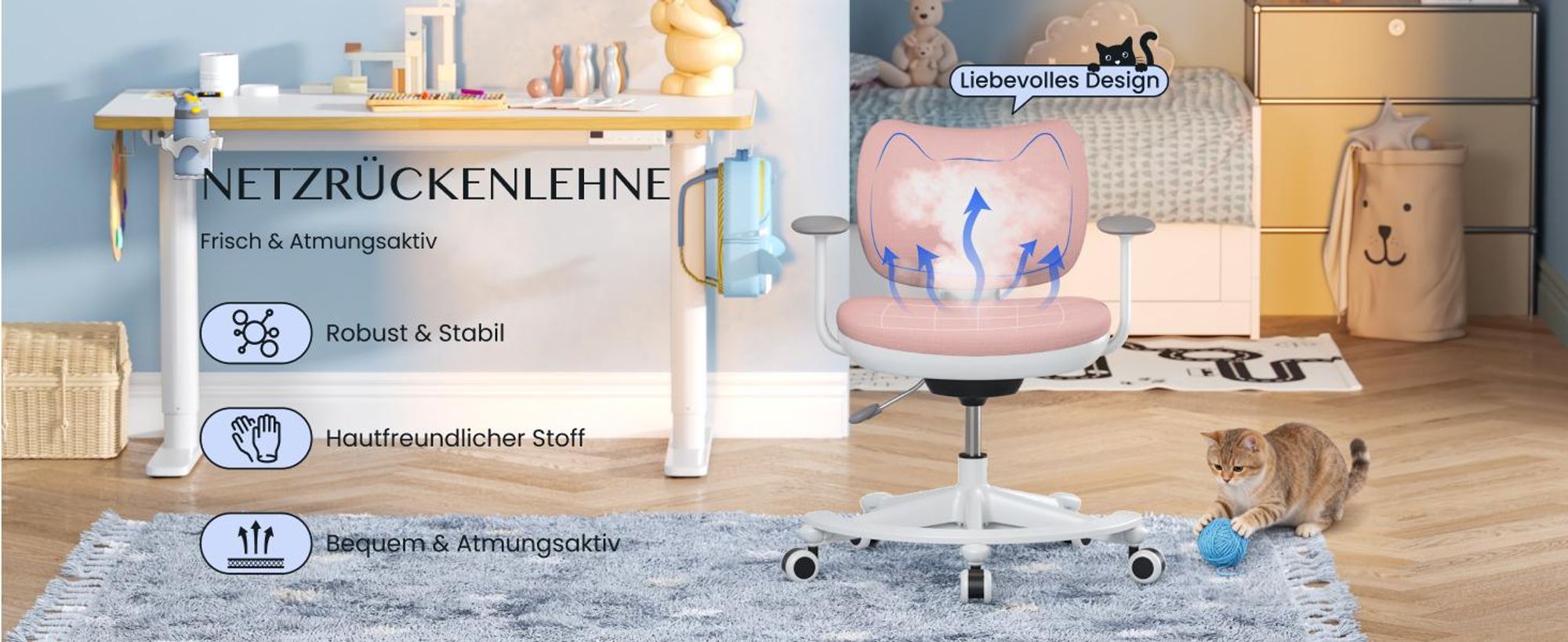 FLEXISPOT Kinderschreibtisch und Stuhl Set, elektrisch höhenverstellbar Schreibtisch, für Kinder ab 6 Jahren, mit 3 Speicherplätzen, Kindersicherung