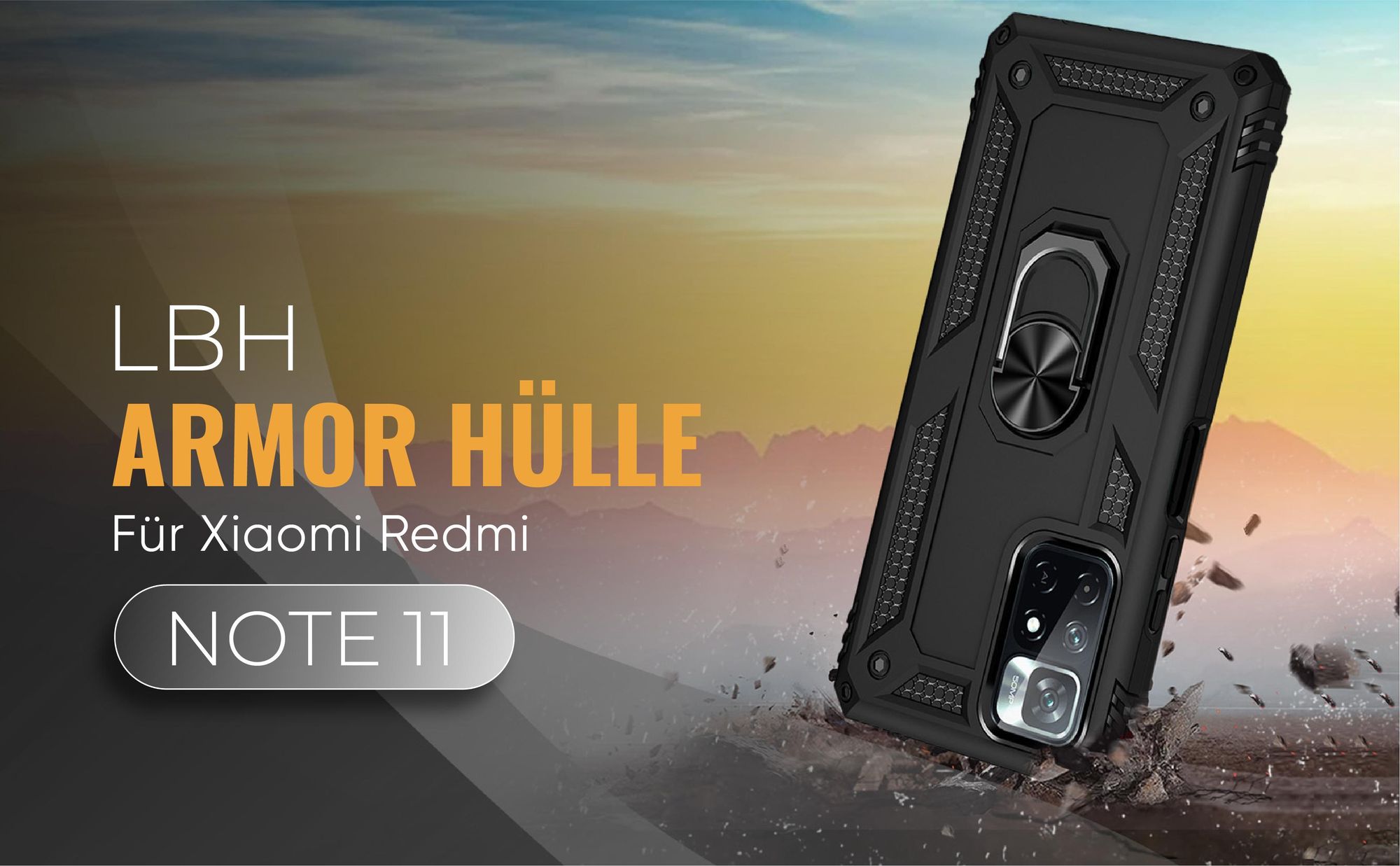 Schwarze Outdoorhülle für Xiaomi Redmi Note 11 / 11S