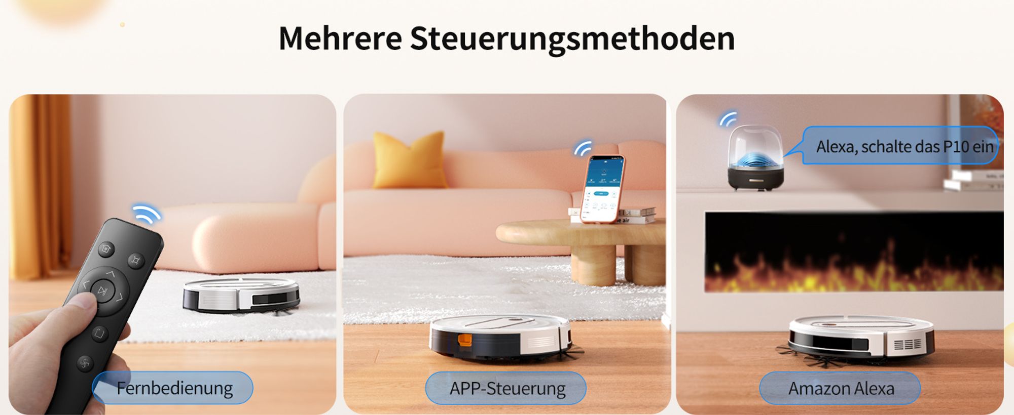 Saugroboter mit Wischfunktion 3-IN-1, kann gleichzeitig saugen, fegen und den Boden wischen