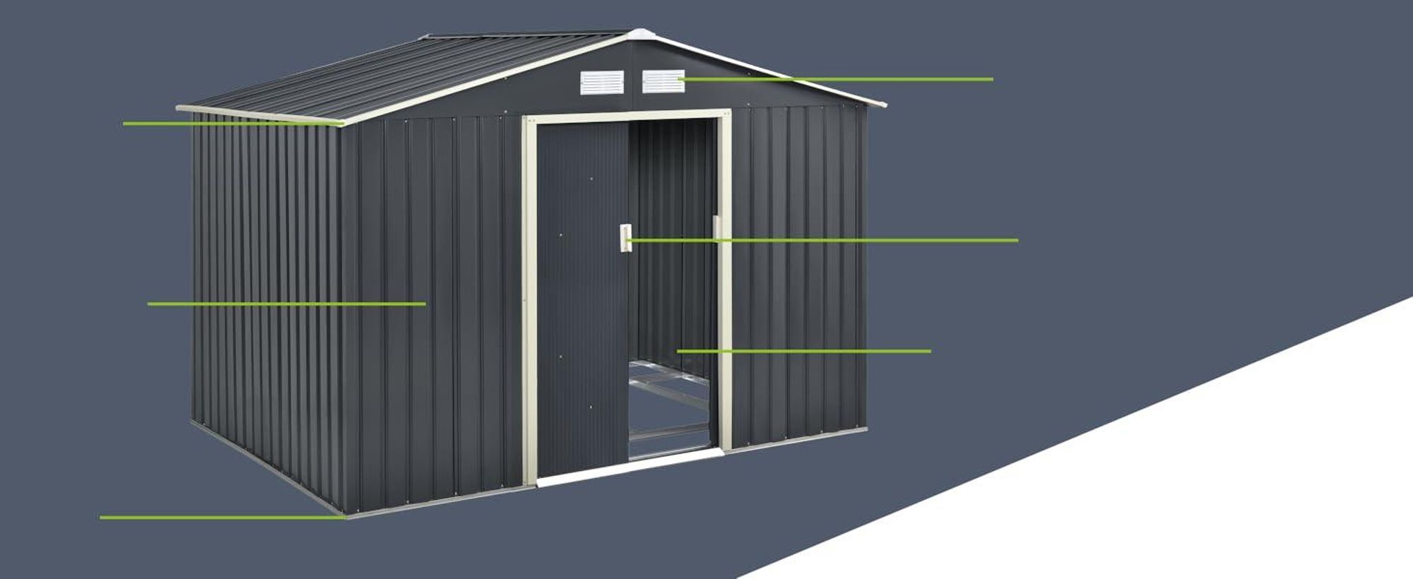 Juskys Metall Gerätehaus XXL mit Satteldach, Tür & Fundament - 15m³ groß - Anthrazit