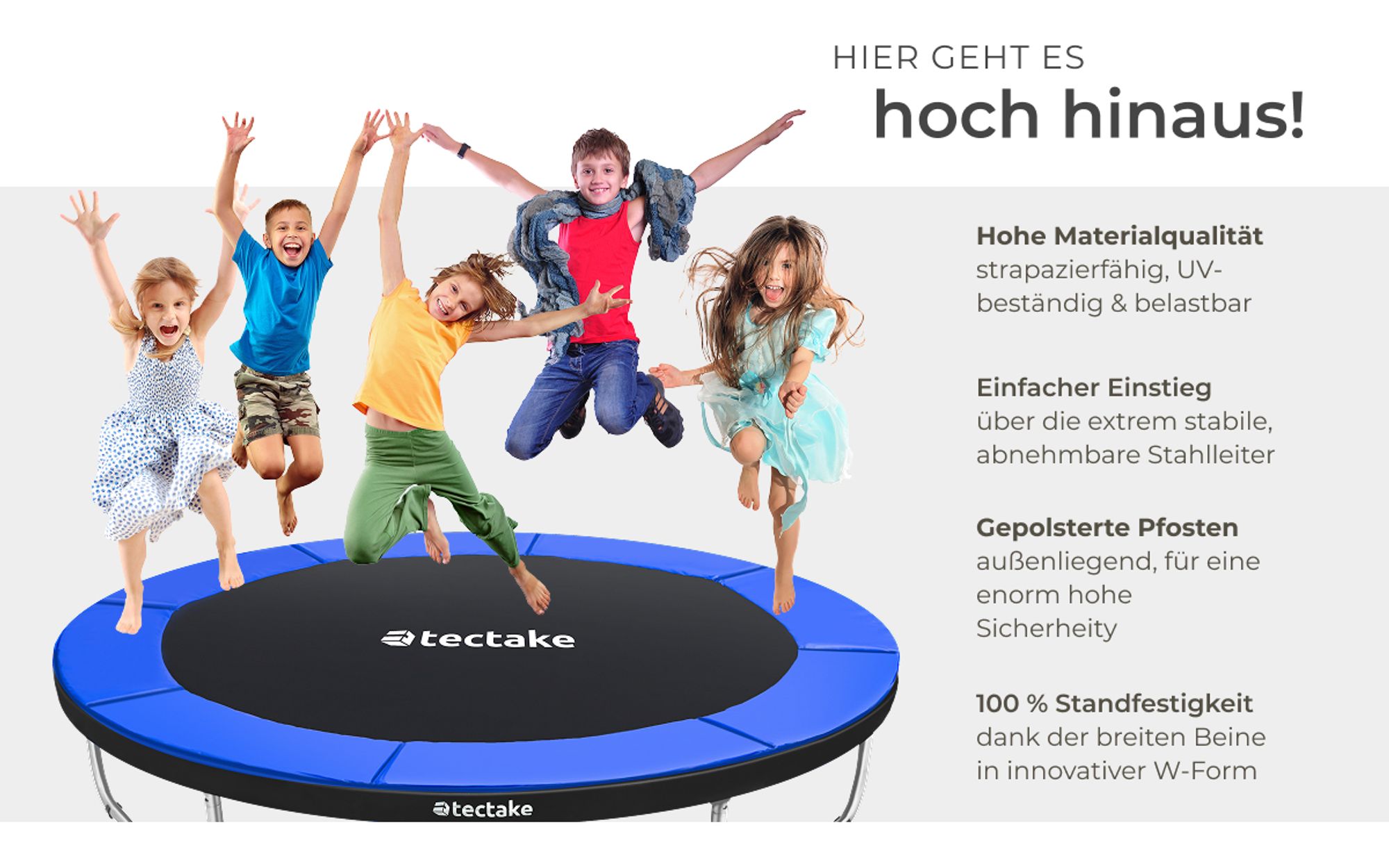 tectake® Trampolin Jumpy Ø 244 cm, GS- mit Sicherheitsnetz