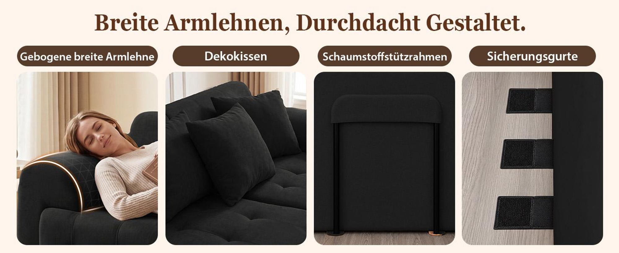 COMHOMA Ecksofa, 245 x 60 x 40 cm, Modulares Sofa mit Schlaffunktion, Schlafsofa, L Form Couch für Wohnzimmer, vakuumverpackt, Flexibel kombinierbar