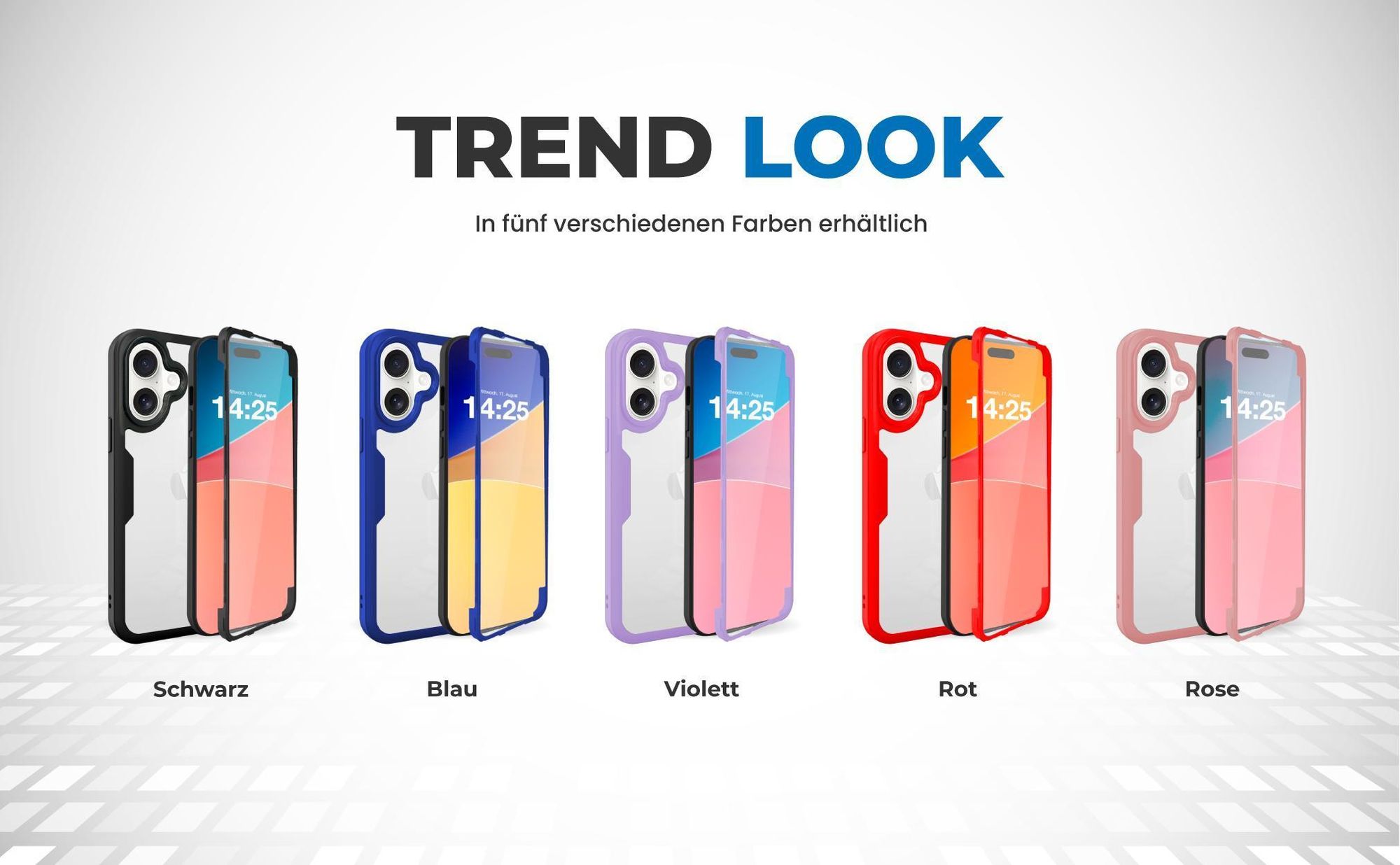 360 Grad Cover Front Back für Apple iPhone 16 in verschiedenen Farben