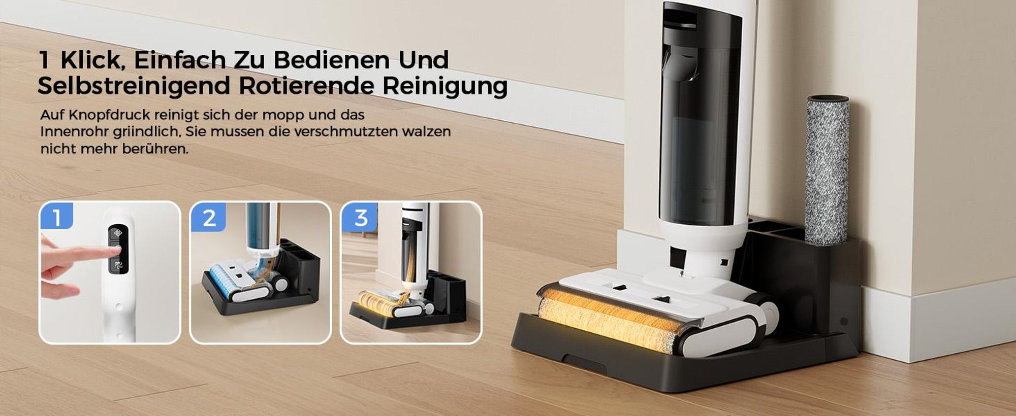 Nass-Trocken-Akkusauger 2026 Nass Trockensauger,180° Lay-Flat- Redkey W15 PRO - 65°C Flashdry,45 Min Laufzeit, 3-seitige Reinigung, 22 kPa Saugeleistu