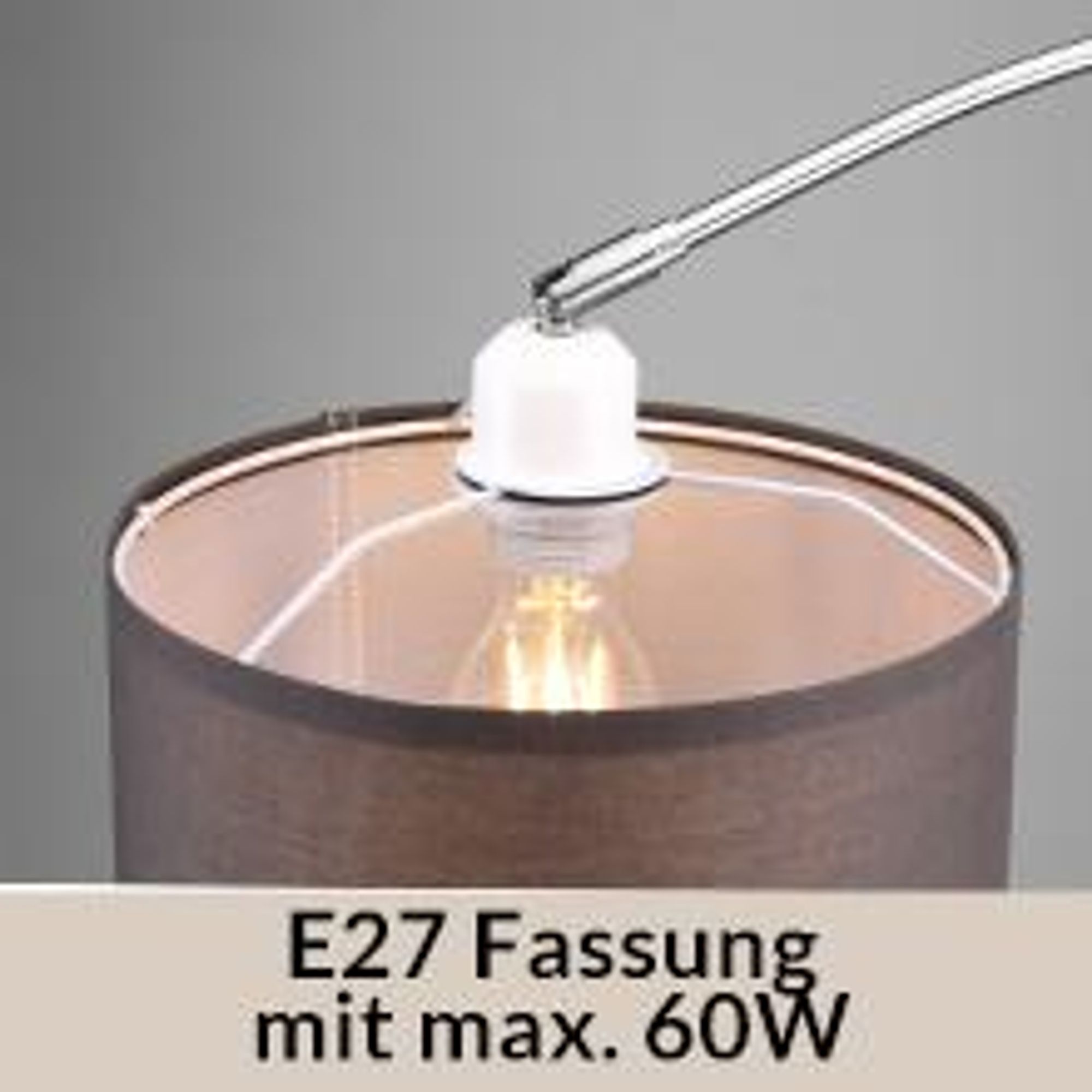 MONZANA® Bogenlampe Stoffschirm Marmorfuß 150-175 cm Höhenverstellbar Fußschalter Schwenkbar E27 Wohnzimmer Schlafzimmer Stehlampe Standleuchte Grau