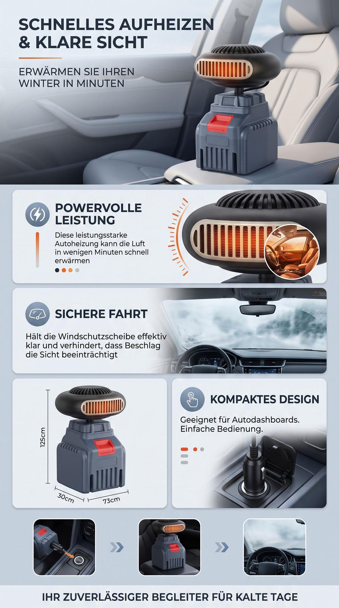 Kabellose Autoheizung 170W mit 12000mAh Akku – Schnellheizung, Entfroster & Heizlüfter fürs Auto