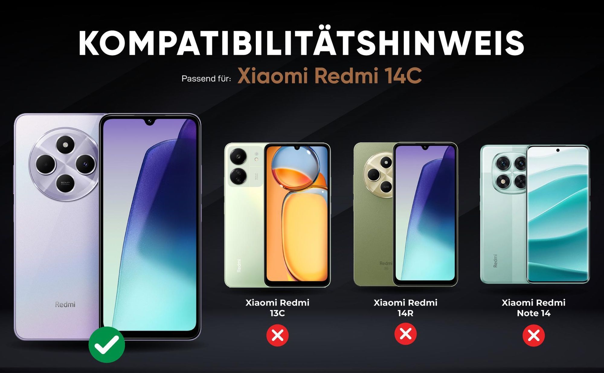 Kompatibilitätshinweise Hülle für Xiaomi Redmi 14C