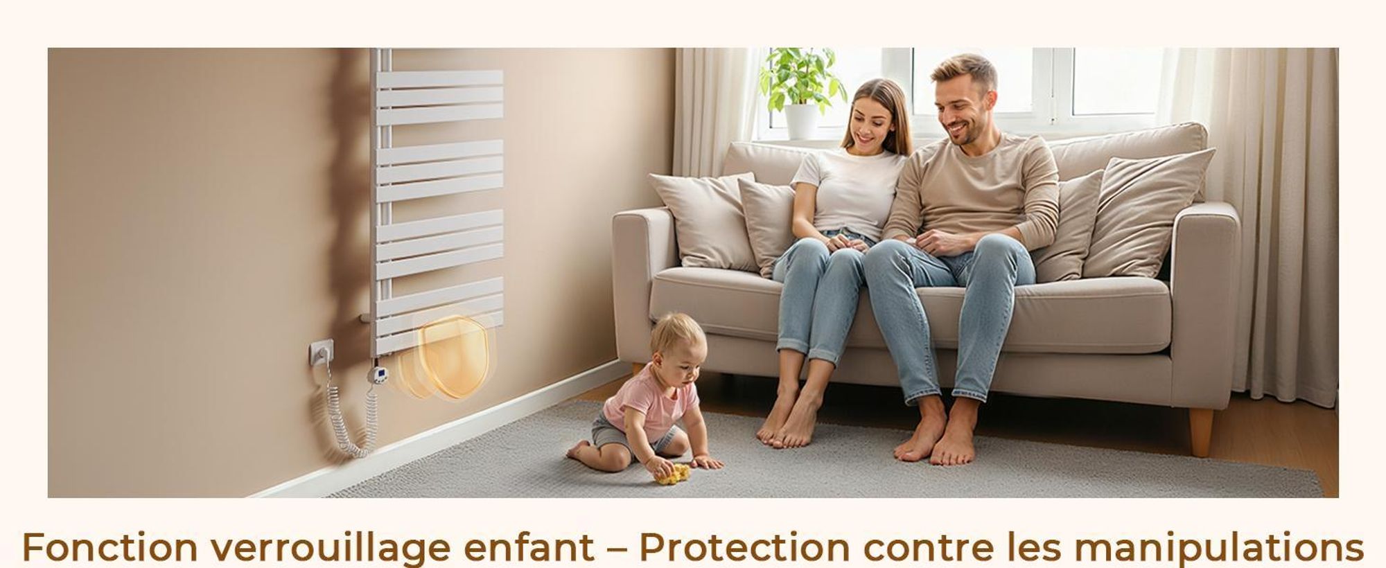 S'AFIELINA – Sèche-serviette électrique 1041×500 mm avec thermostat WiFi, minuterie programmable et écran LCD, 600 W, blanc, idéal pour salle de bain