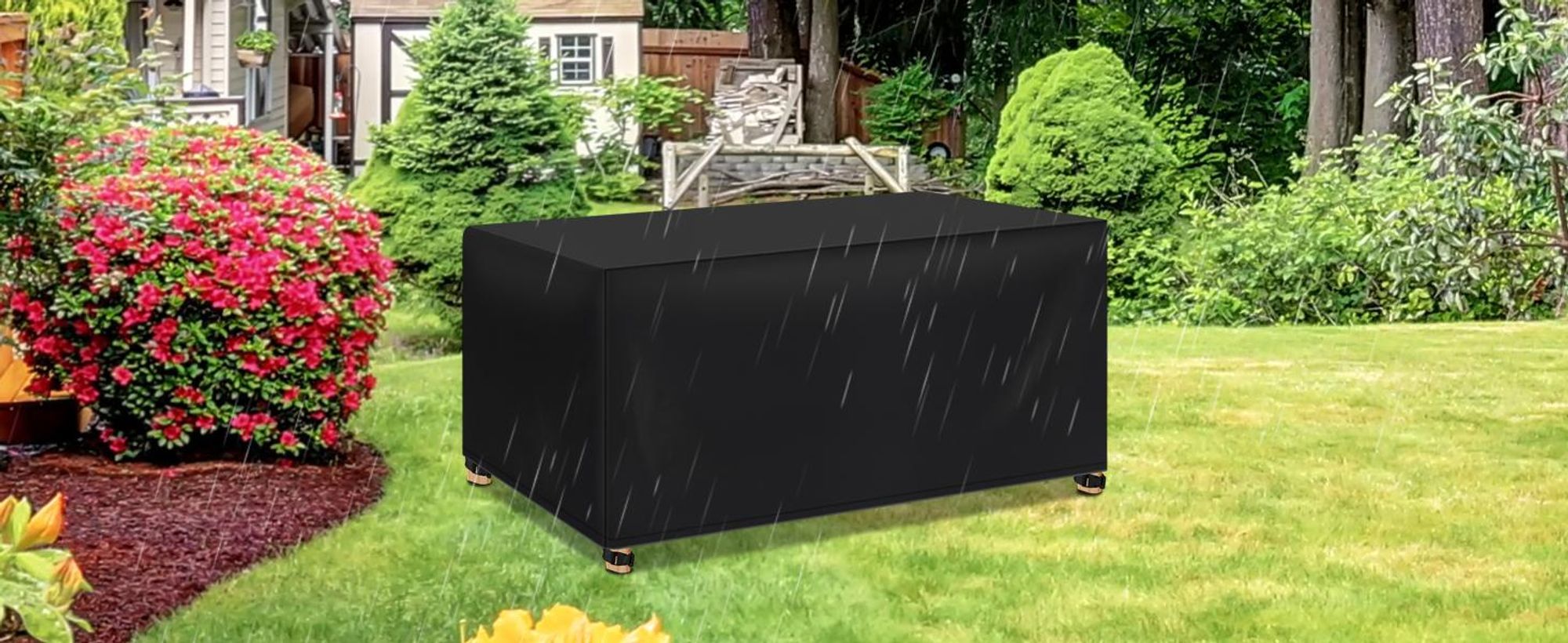 WOLTU Abdeckung für Gartenmöbel, aus 420D Oxford Gewebe, Wasserdicht Abdeckplane UV-Beständig, Schutzhülle Plane für Möbelsets, Schwarz 250x210x90 cm