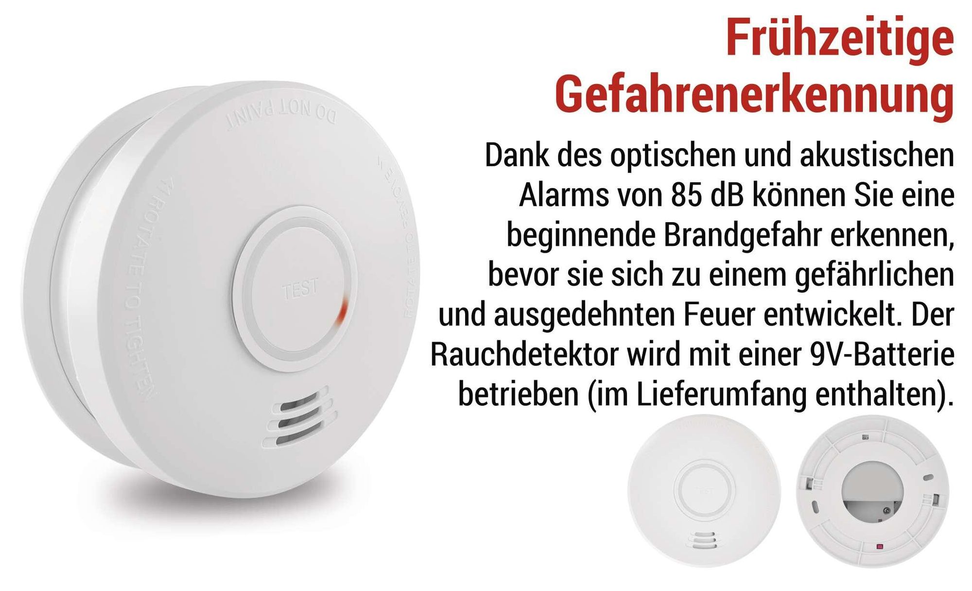EMOS Rauchmelder zur Decken- und Wandmontage, Akustische Signalisation 85dB, optische LED Warnmeldung, 10 Jahre Lebensdauer, inkl. Batterie, P56503X