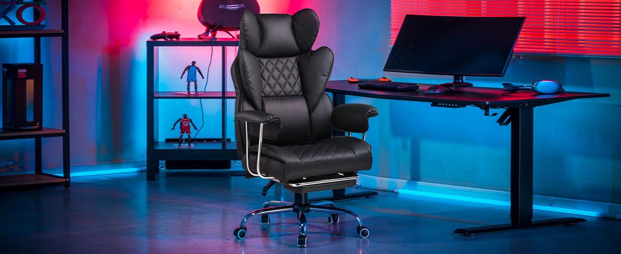 GTPLAYER Gaming Stuhl, Gamer Stuhl, Ergonomischer Bürostuhl mit Fußstütze verstellbare Lenden und Kopfkissen, Gaming Chair Gepolstert, Gaming Sessel