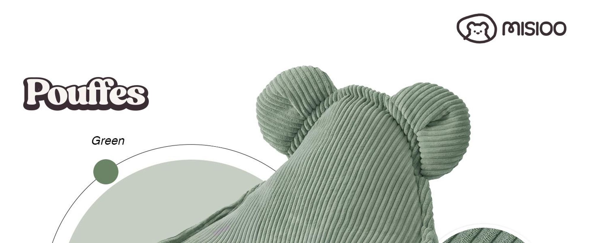 MISIOO Beanbag Kids - Umývateľný - Prémiová kvalita - Pevná a mäkká konštrukcia - Materiál zo šnúry - 68x45 cm - Ideálny do detskej izby - Olivová farba