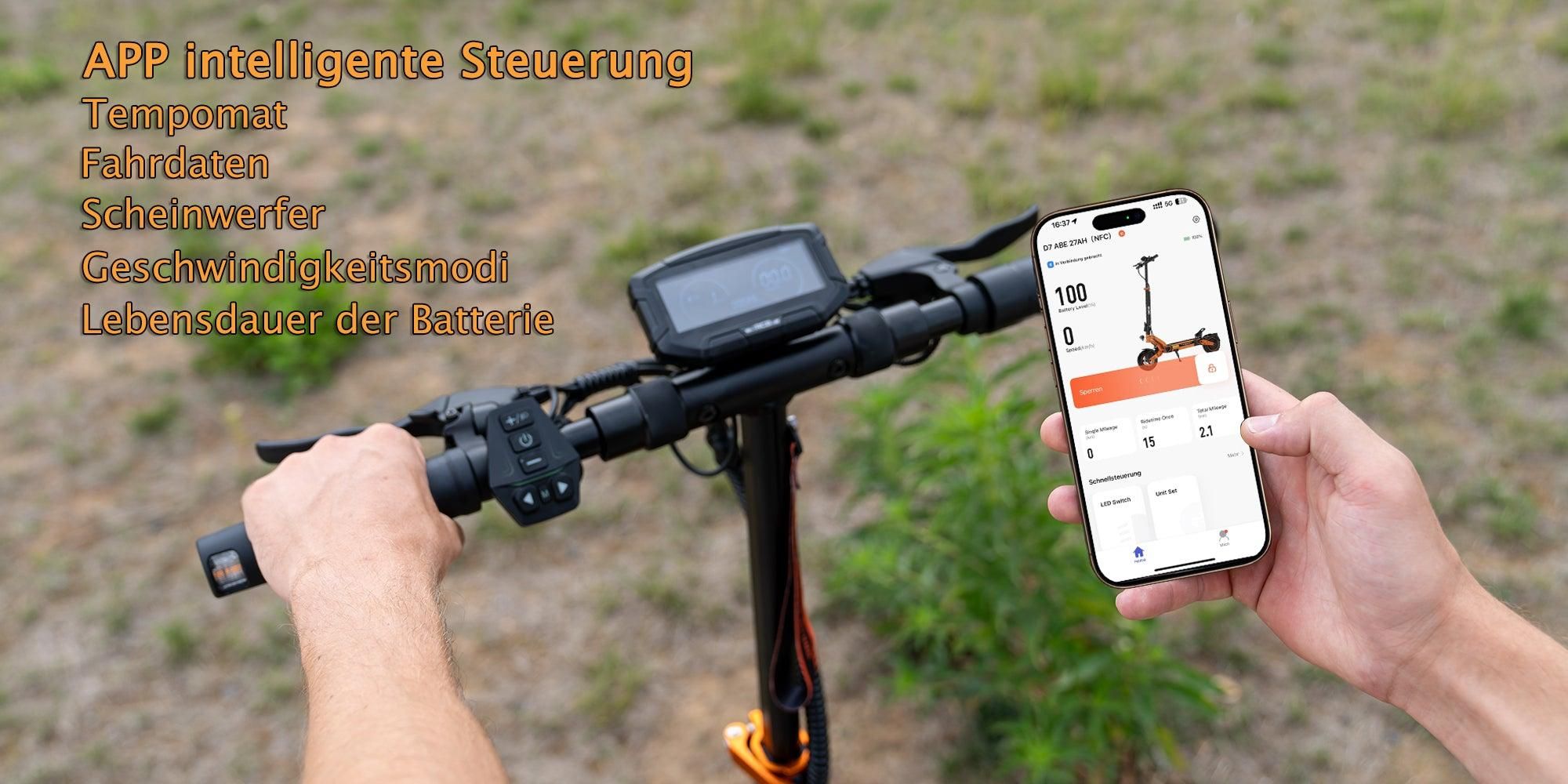 RCB D7 Pro Ultra E-Scooter mit Straßenzulassung bis 1600W 27Ah NFC Blinker App bis 120 km Reichweite 150 kg