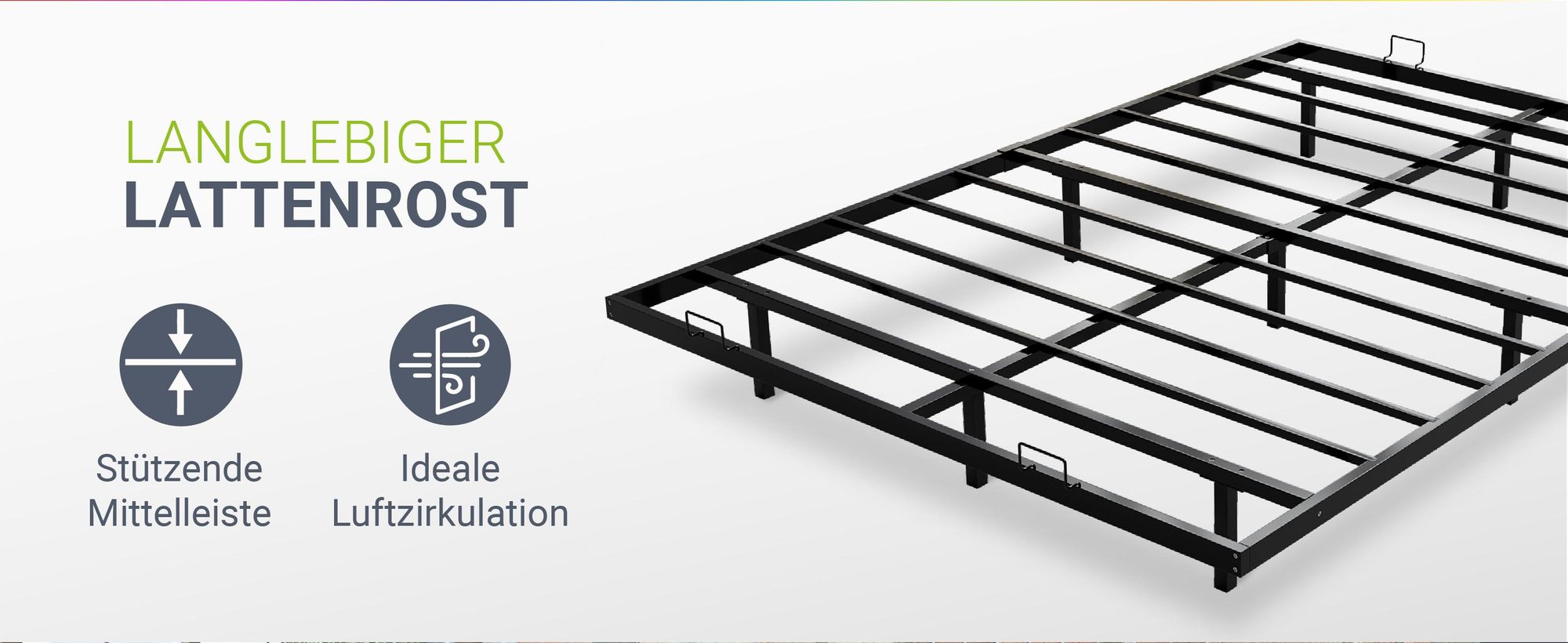 Juskys Metallbett Palamos 140x200 cm mit Lattenrost & LED - Schwebebett - Schwarz