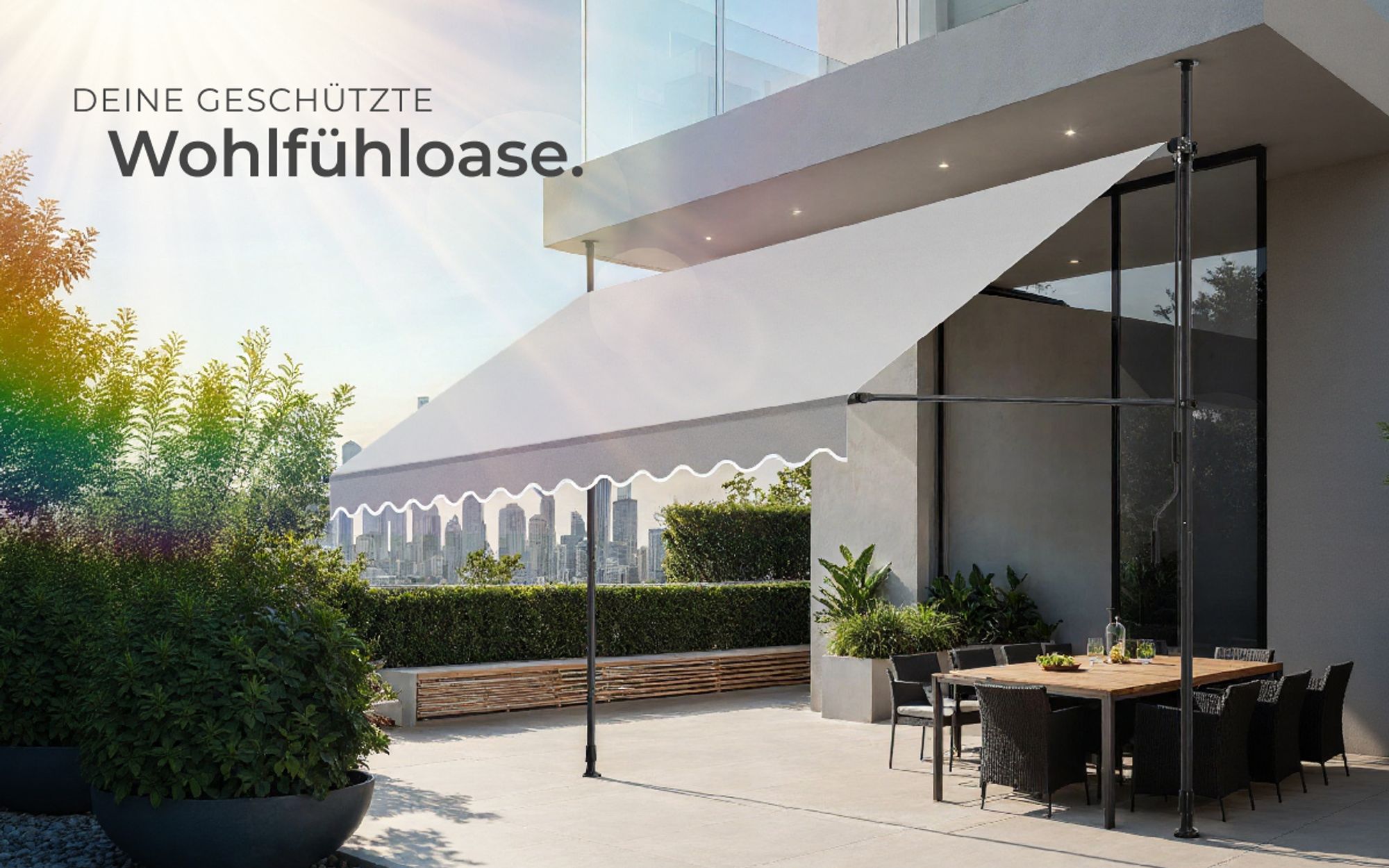 tectake® Klemmmarkise mit Handkurbel einfache Montage